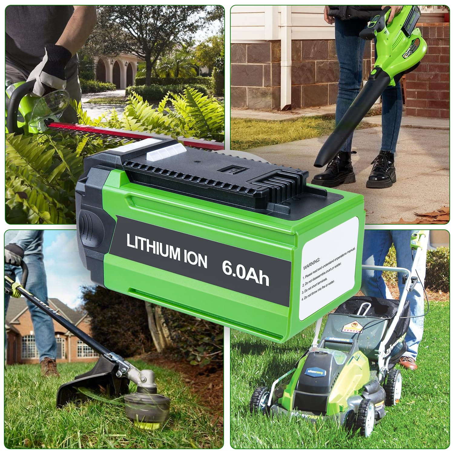 6000mAh Batteria di ricambio per Greenworks 40 V G-MAX 6.0 Ah Li-ion batteria, compatibile con utensili elettrici 29472 29462 2901319 25302 24322