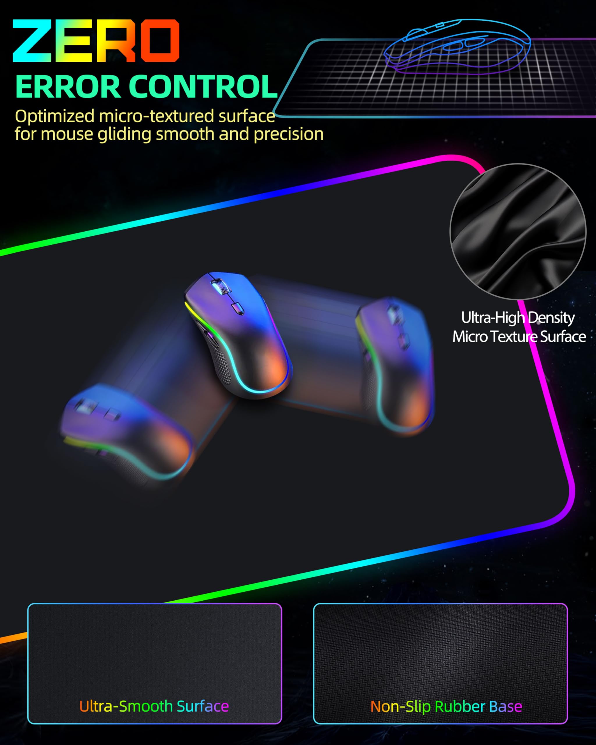 Alfombrilla de mouse RGB para juegos con carga simultánea para teléfono y Airpods, alfombrilla de mouse de carga inalámbrica de 15 W, alfombrilla de mouse LED con 13 modos de luz, alfombrilla de mouse