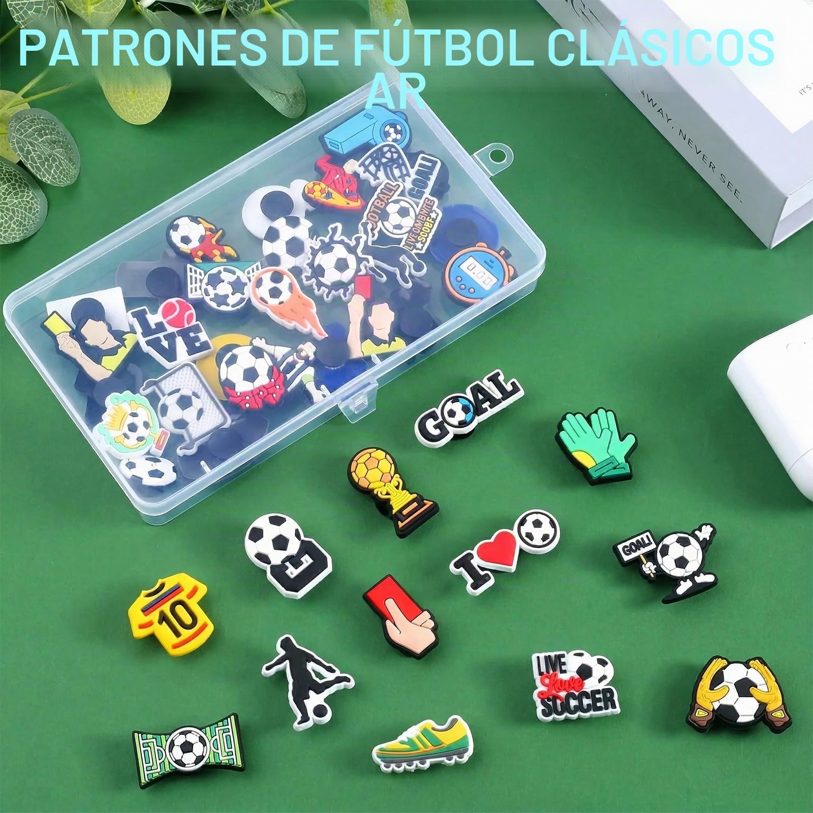 Adornos para Zapatos Crocs de Fútbol: Pins PVC DIY Decoración de Dibujos Animados para Niños Niñas Adultos