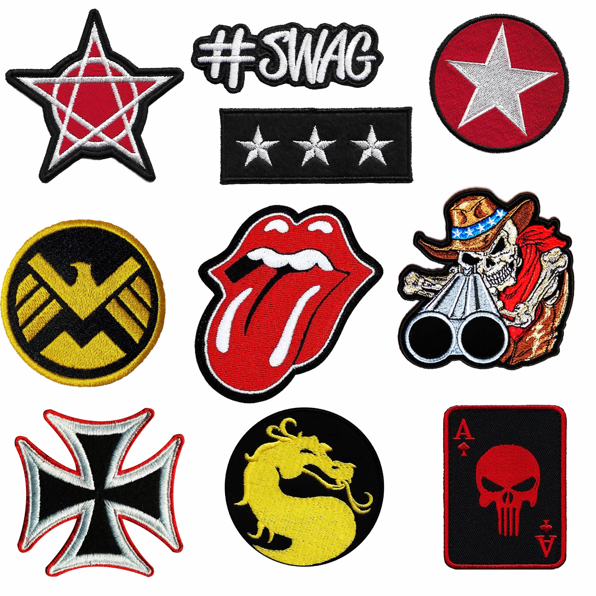 Motohog Unique Embroidered Iron & Sew on Patch Combo (Set 7)