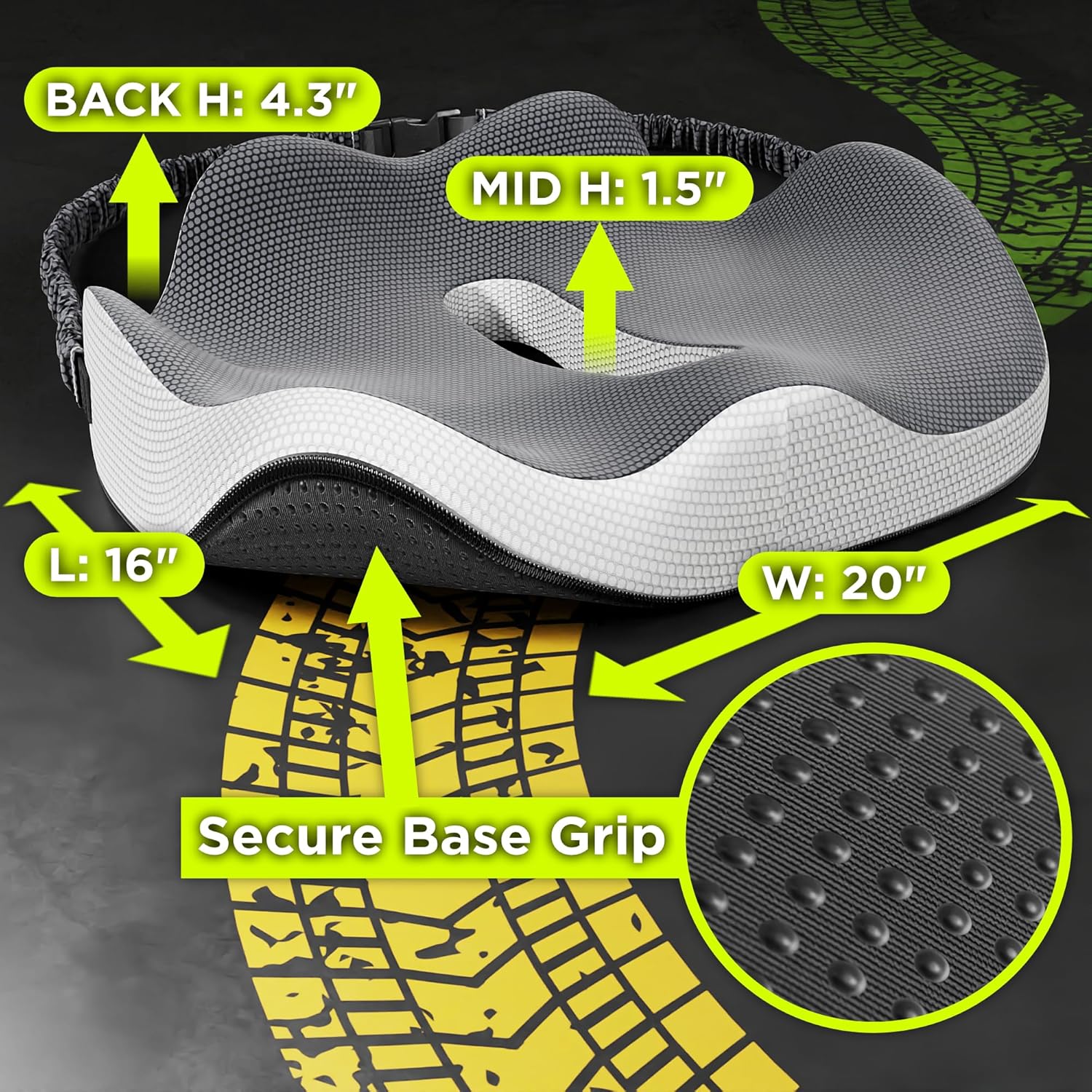 Semi Truck Tablet Mount + DP & Semi Truck Seat Cushion, Heavy Duty Tablet & iPad Holder Compatible for Dashboard Windshield Window & Ultimate Memory Foam Trucker Seat Cushion (1 TM & 1 SC)