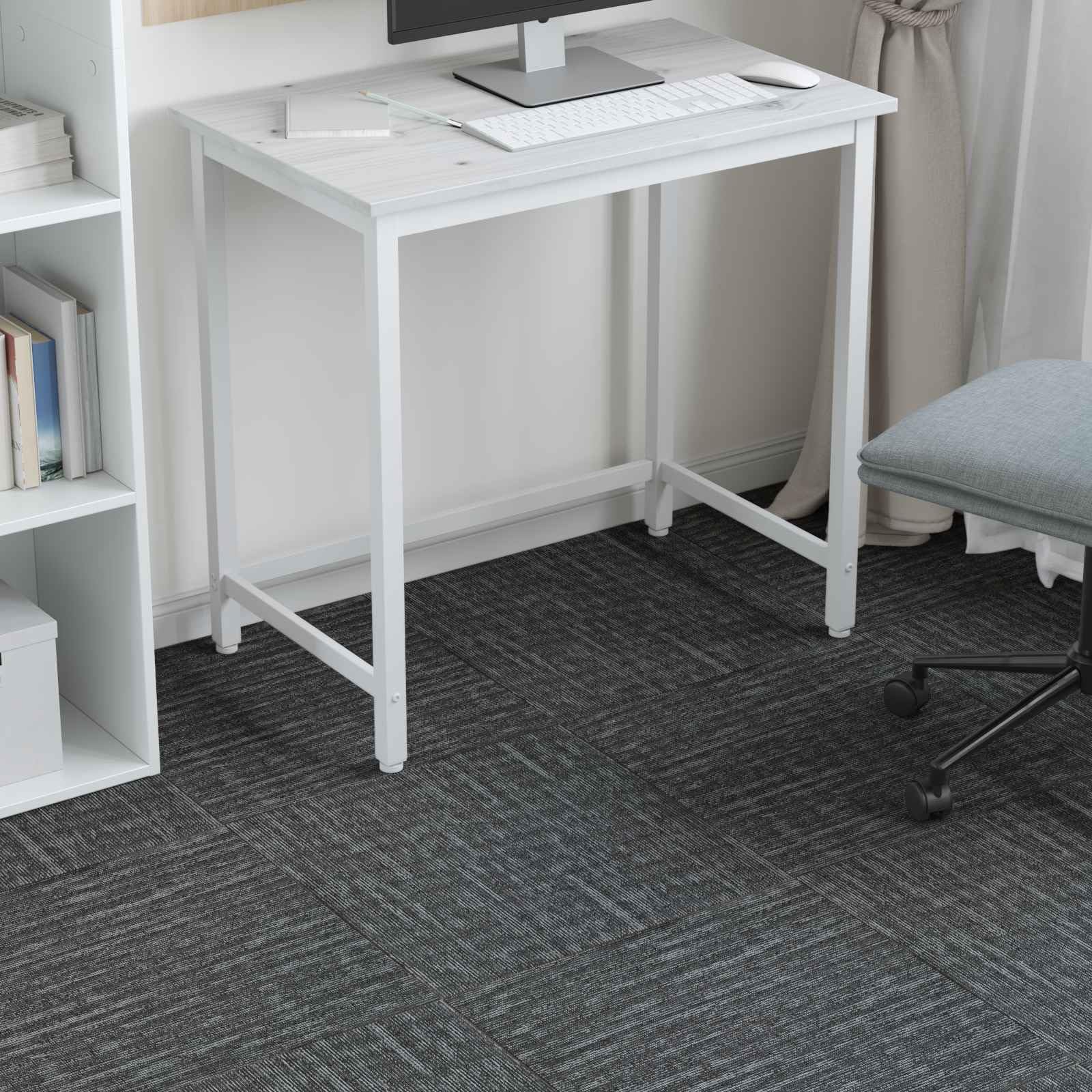 Teppichfliese Betongrau 50 x 50 cm 36 Stück PP und Bitumen Bodenbelag mit Tritt Schalldämmung für Wohnzimmer Schlafzimmer Büro vielseitige Innenräume