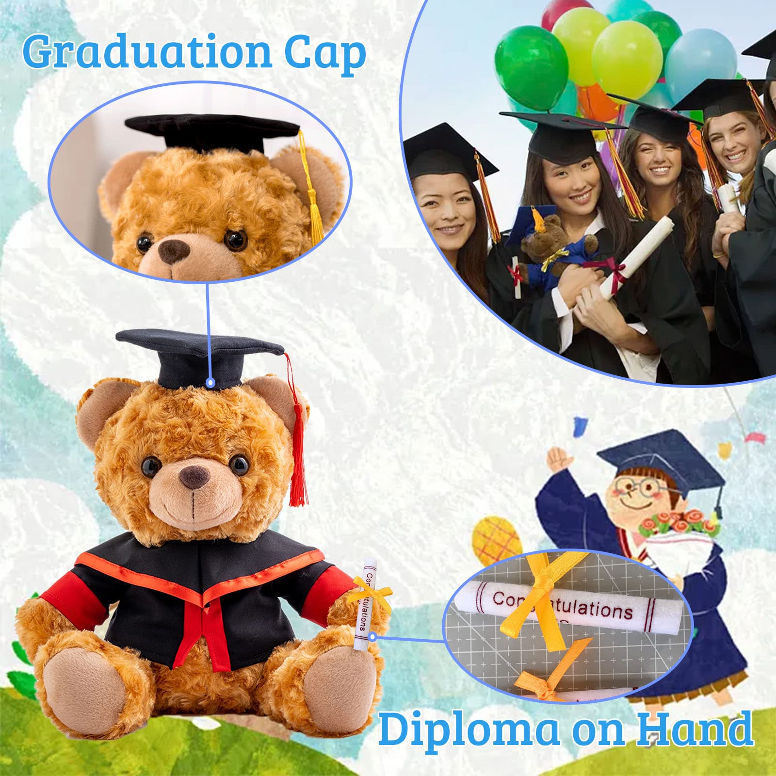 Personalized Graduation Teddy Bear With Photo & Text - 2025 Custom Graduation Gift For Her Or Him