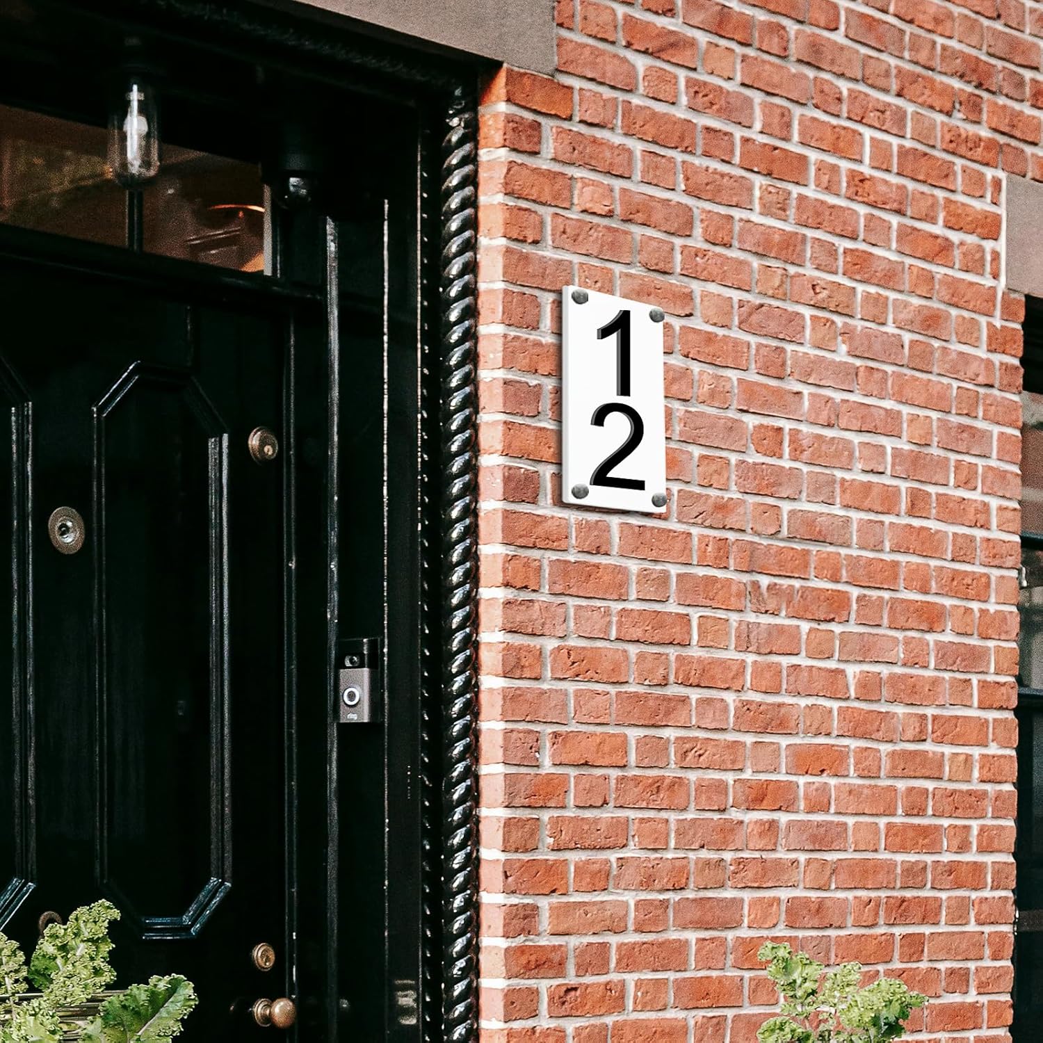 House Address Sign for Outside Acrylic Thick Durable Custom House Numbers Vertical And Horizontal Address Plaque With Four Screw (Black, 3 digit or letters)