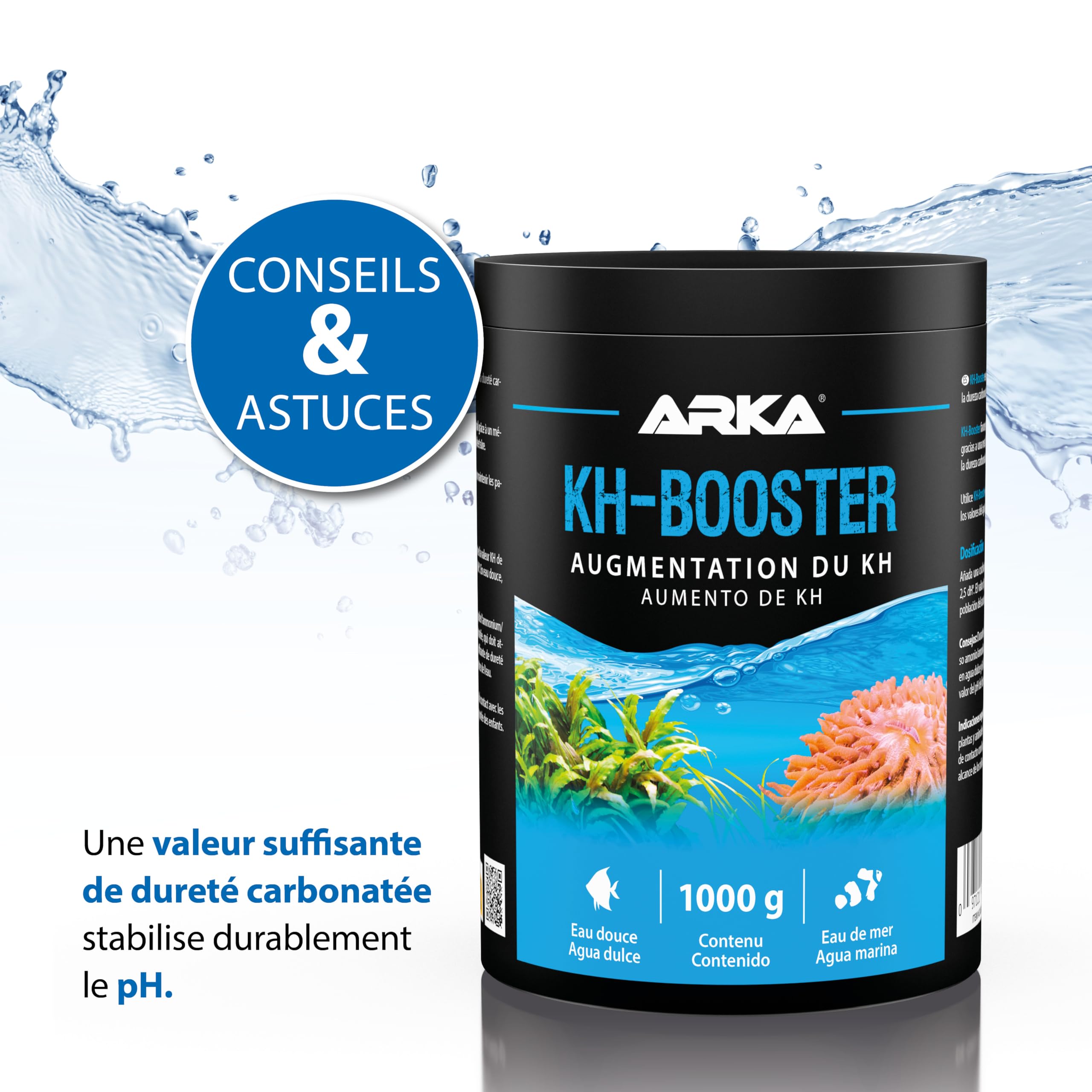 Augmenteur KH Aquarium – 500 g – Poudre Tampon pH pour Eau Douce & Marine – stabilise Les paramètres, protège Le biofiltre & favorise la Nitrification – Eau Claire & équilibrée