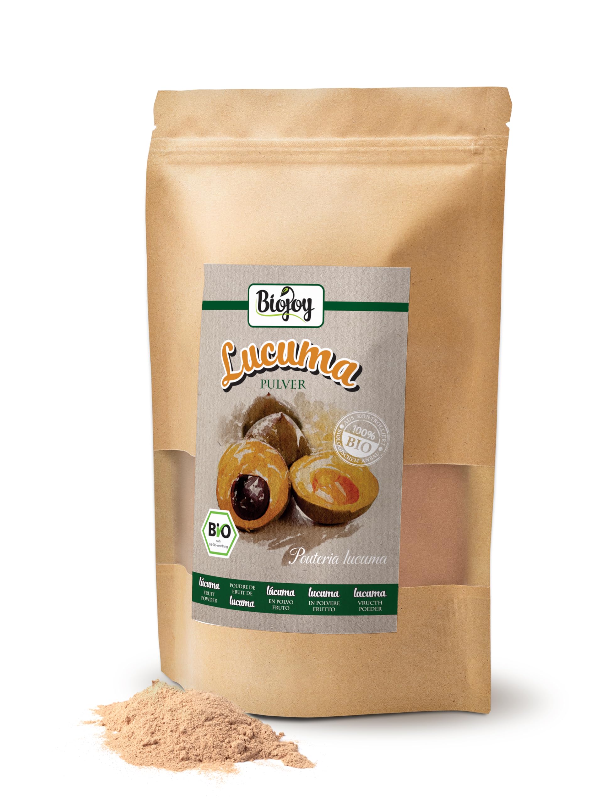 Biojoy Lucuma in polvere Biologica (500 g), lucuma frutta senza additivi (Pouteria lucuma)