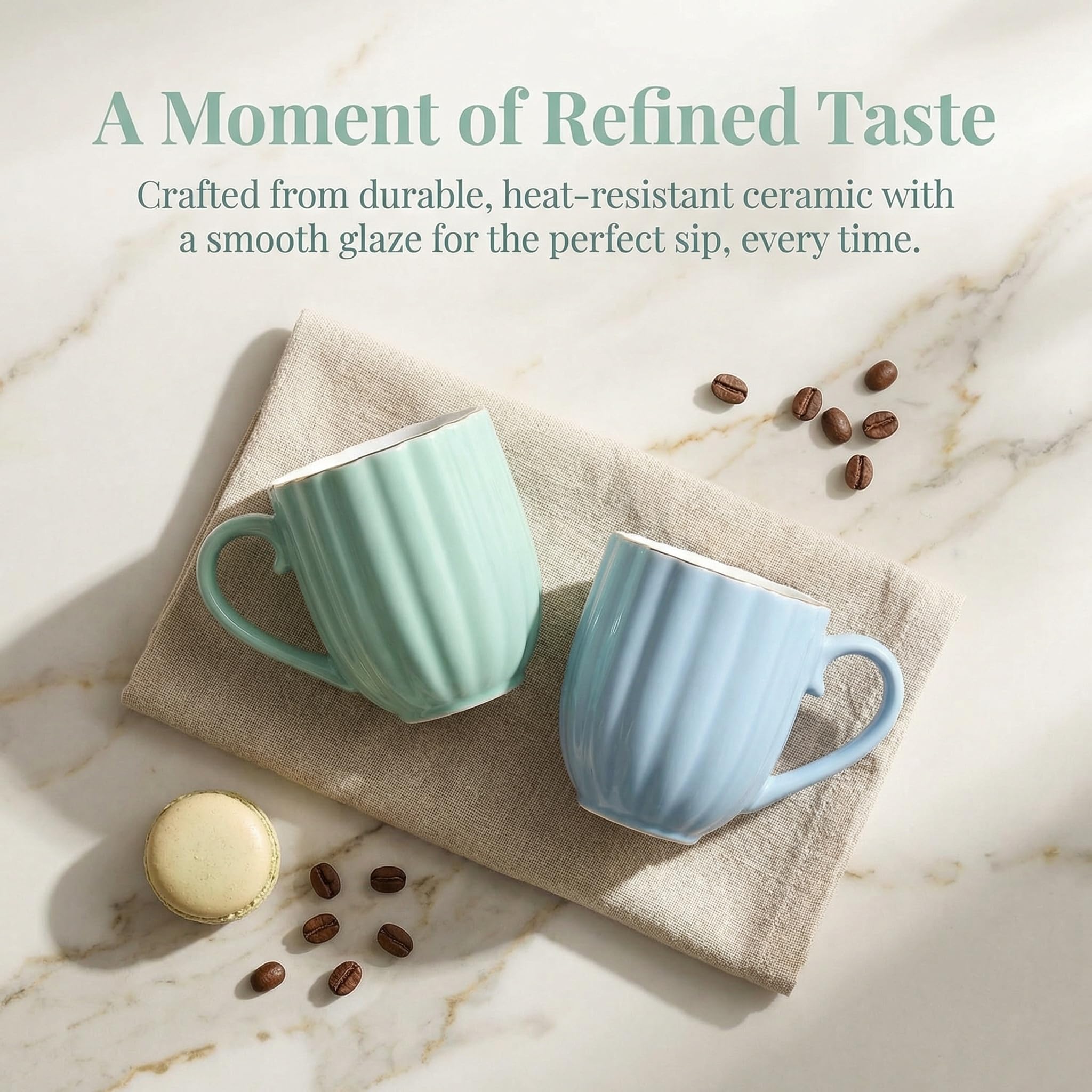 Set di 2 tazze da caffè in ceramica, 350 ml, perfette per espresso, tè, cappuccino, frullati, ideali per casa, bar e ufficio