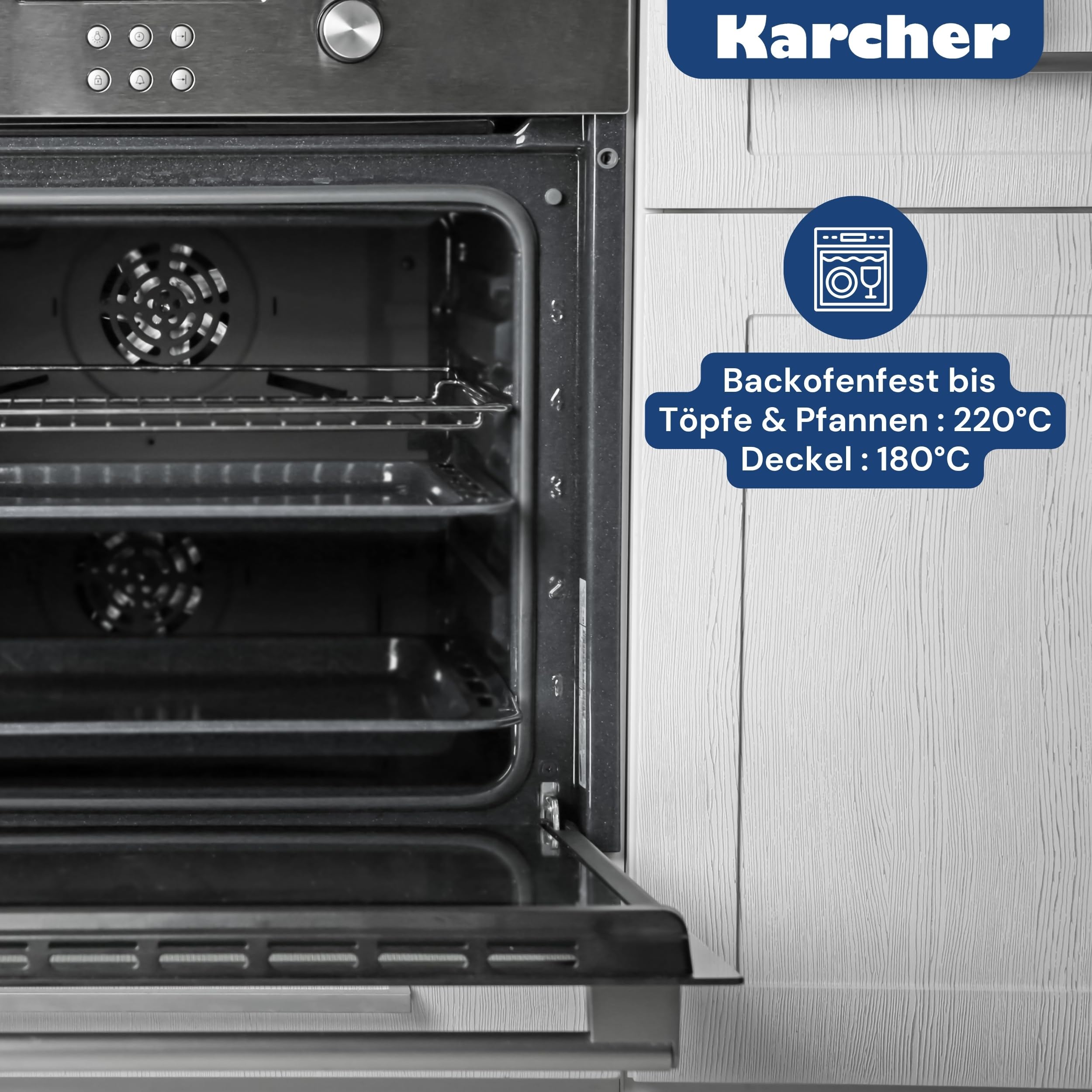 Karcher Kochtopfset Aluguss 12-teilig – Topfset mit Teflon Classic Antihaftbeschichtung, Glasdeckeln & Thermogrips – für alle Herdarten außer Induktion, backofenfest & spülmaschinengeeignet