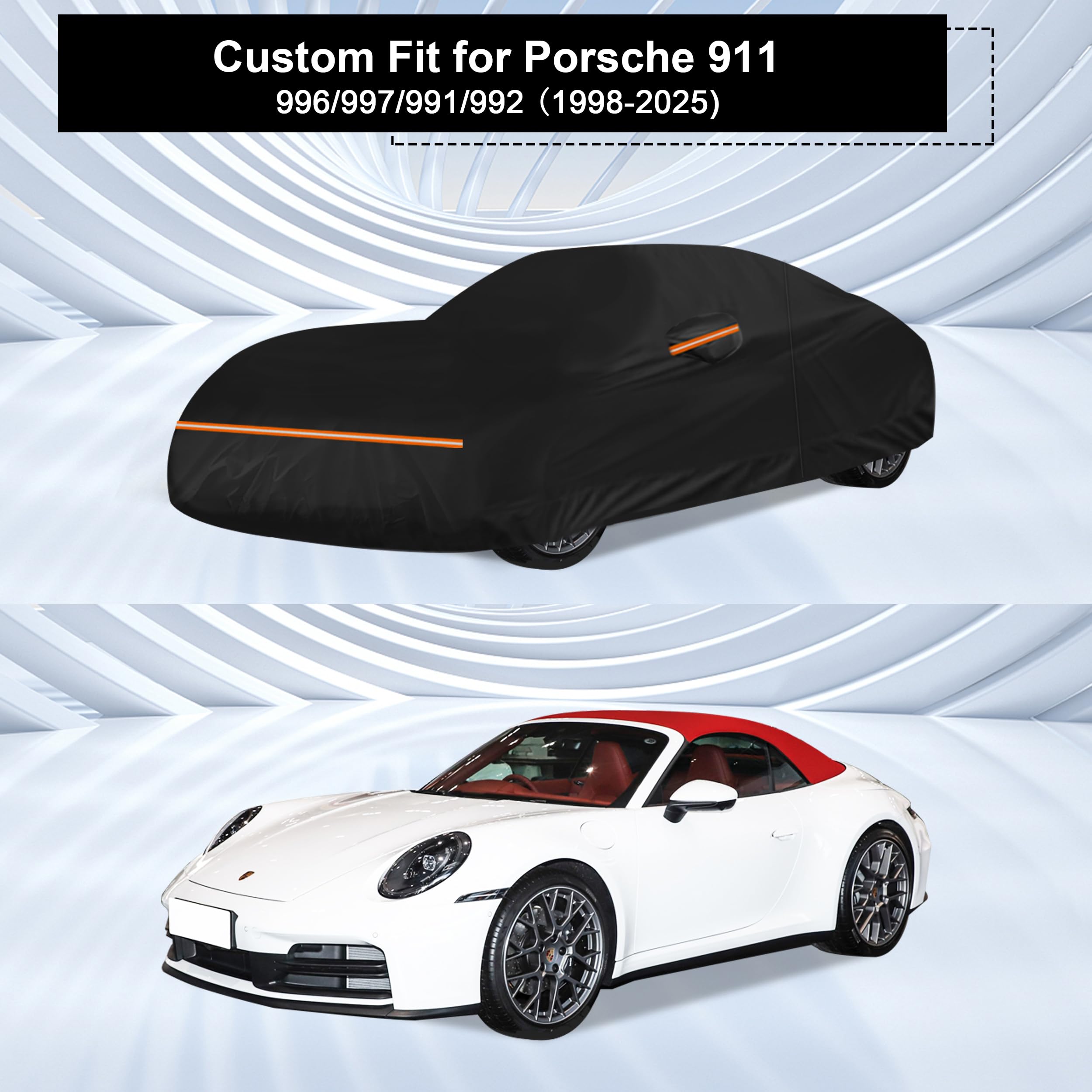 Amooca Heavy-Duty Car Covers Custom Fit for Porsche 911 1998-2025 Waterproof Sun-Proof All Weather for Automobiles Snow Cover — view 2