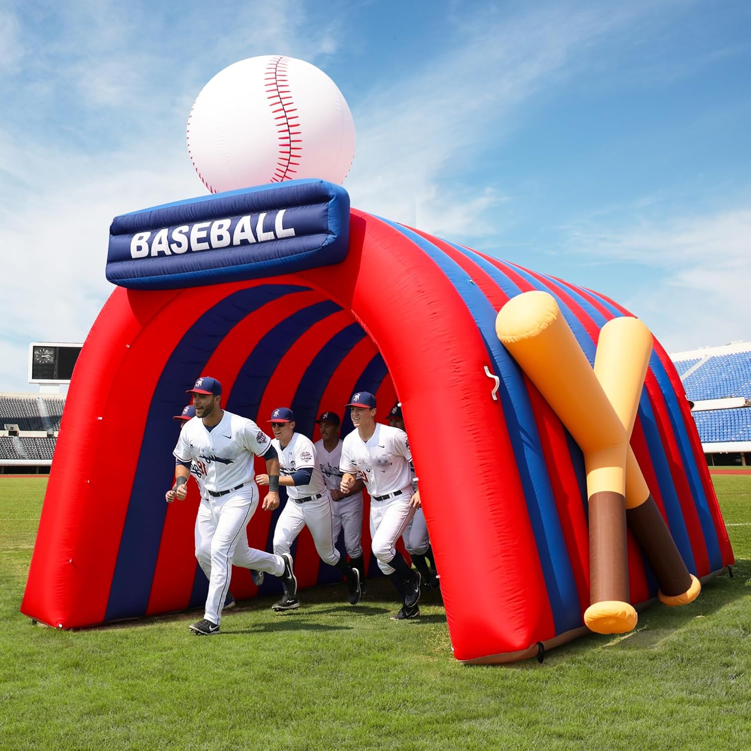 Inflatable Tunnel Entrance with Built-in Blower, 16x10x13.5 FT Inflatable Baseball Tunnel Tent for Sports Events, Promotions & Trade Shows, Themed Walkways