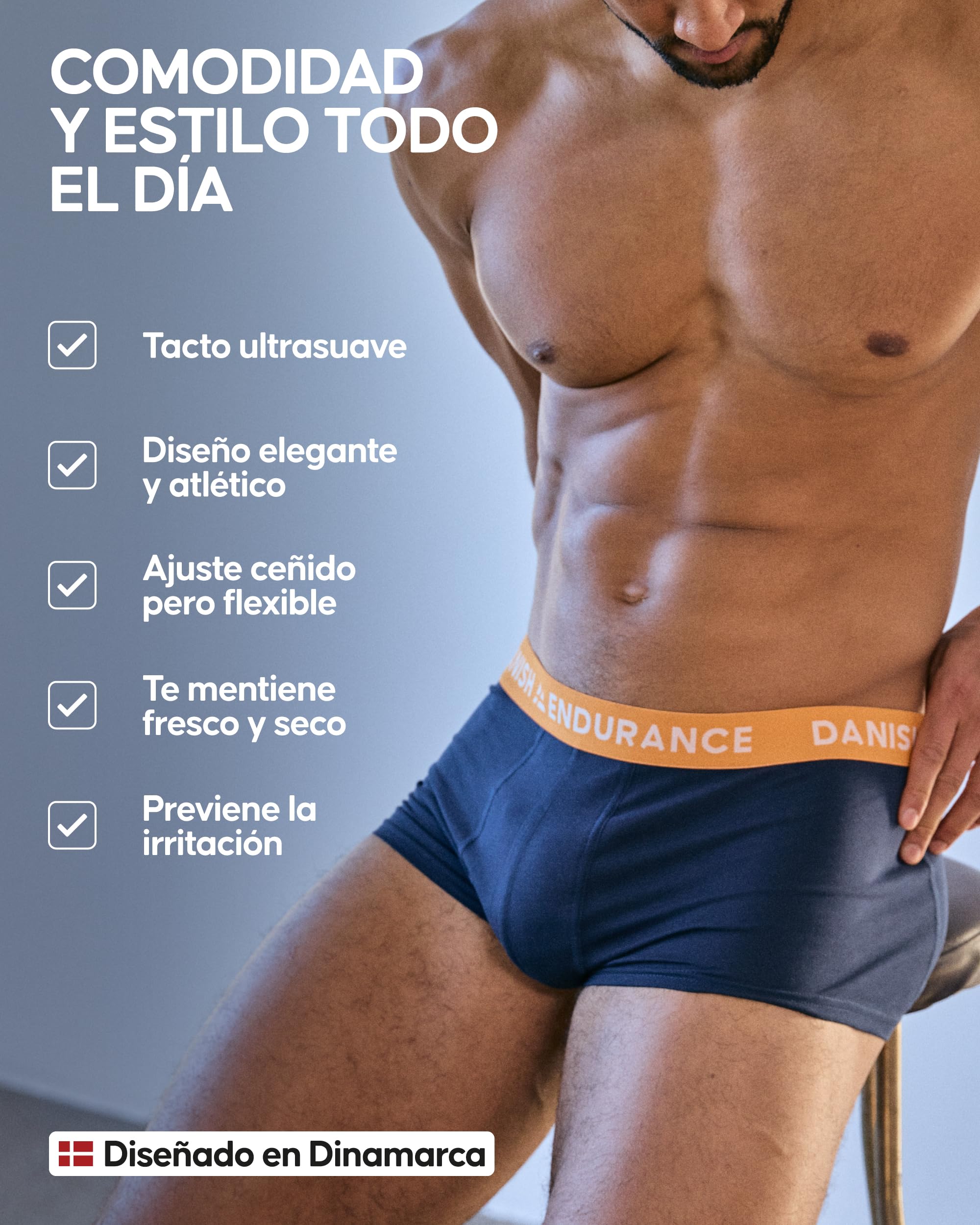 DANISH ENDURANCE Calzoncillos Boxer Hombre Cintura Baja, 6 Pack