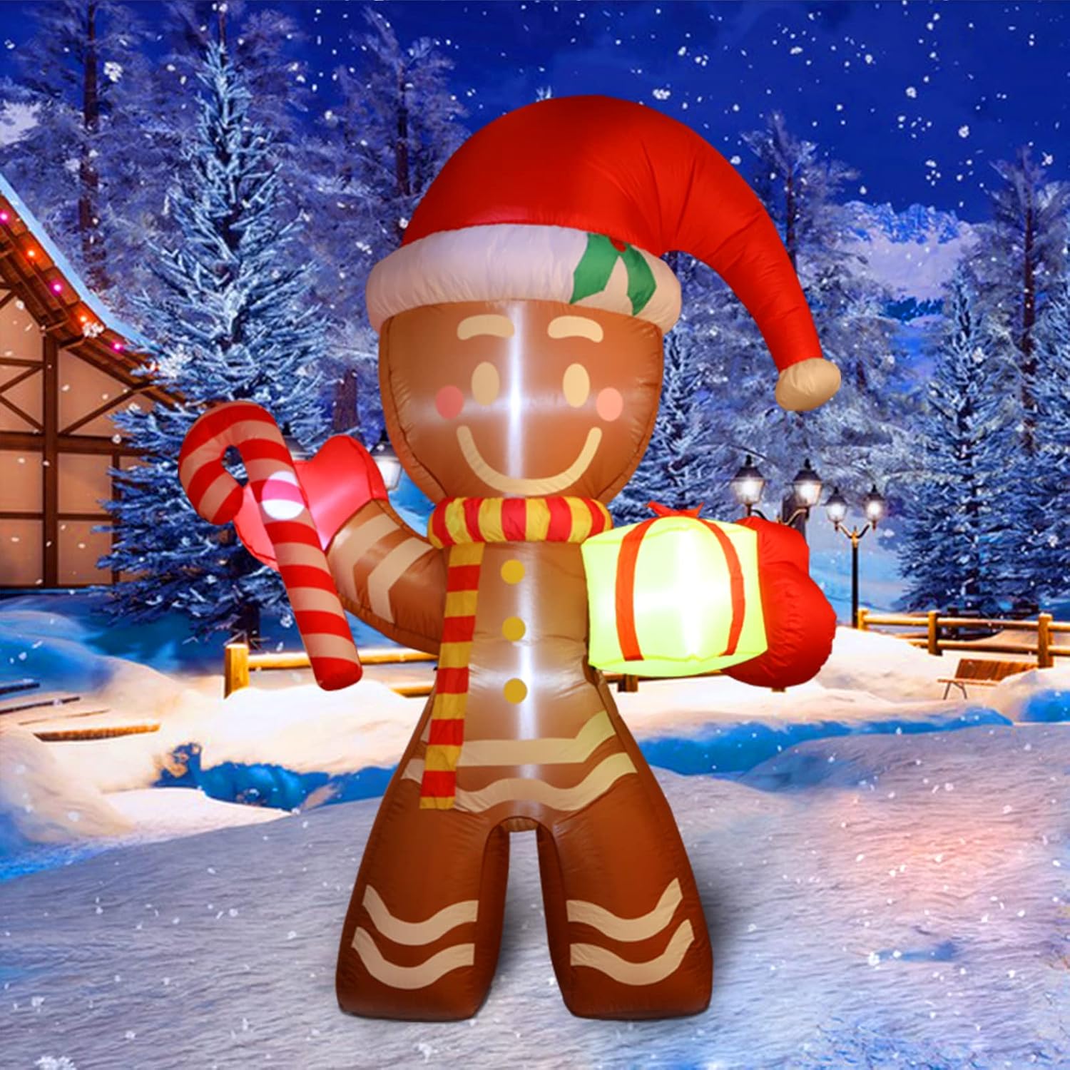 8ft Inflatable Gingerbread Man with LED Lights