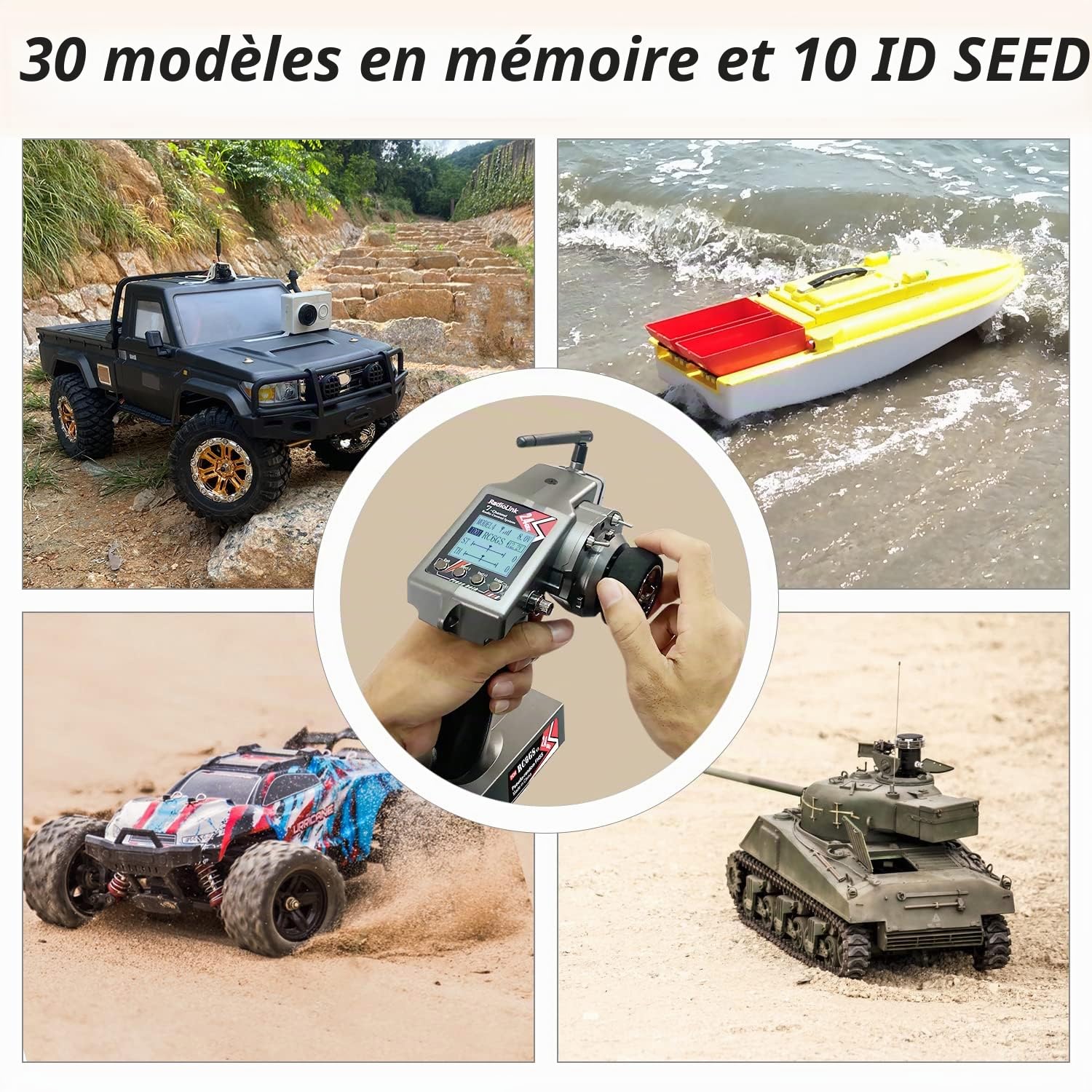 Radiolink RC6GS V3 RC Émetteur Radiocommande 7 Canaux avec Récepteur R7FG, Télémétrie Tension, 2,4 GHz