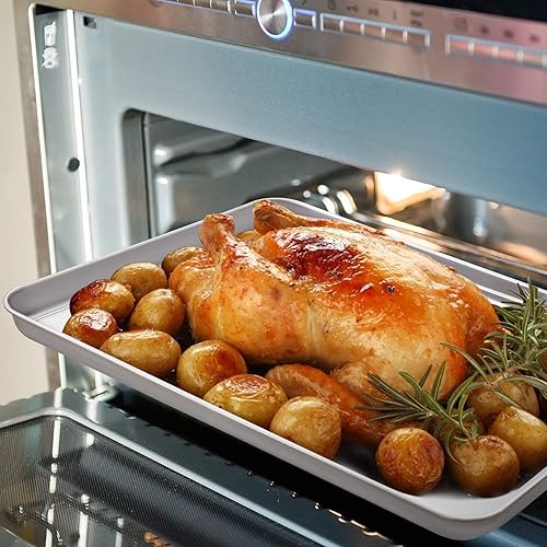 Miniatura 2 de WEZVIX - Bandeja de horno de acero inoxidable con bandeja para galletas y tostadora, 10 x 8 x 1, sin óxido y menos pegamento, grueso y resistente,