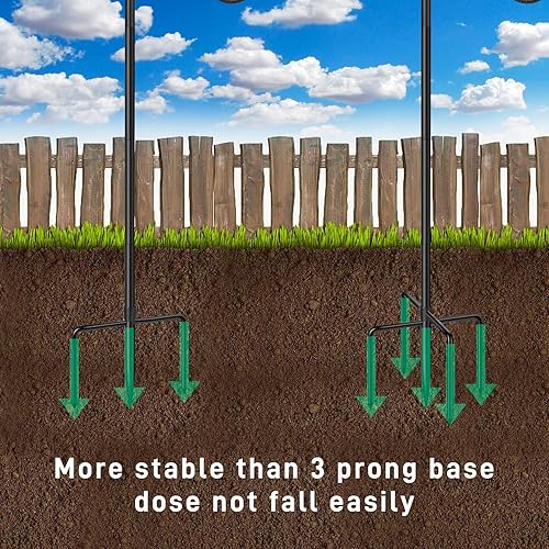 Miniatura 3 de Ganchos de pastor ajustables para exteriores de 36 pulgadas con base de 5 puntas, ganchos de pastor para exteriores, poste de soporte para comedero