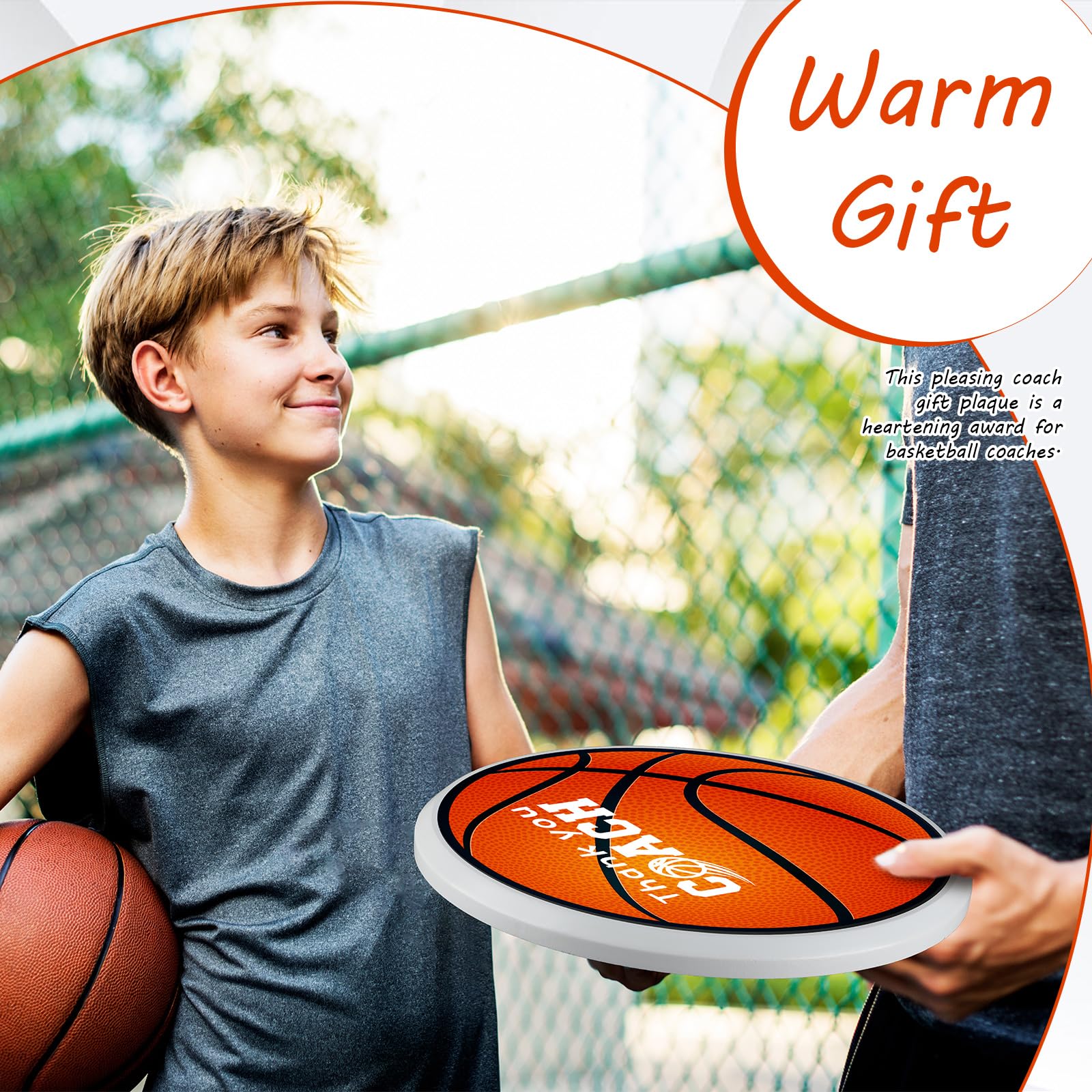 24 cm rundes orangefarbenes Basketball-Schild mit Aufschrift "Thanks Coach", signierbar, für Trainer, Ornament, Teamspieler-Zubehör, Unterschriften, Schild-Zubehör