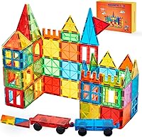 Gemmicc 136 PCS Magnetic Building Tiles with 2 Cars - STEM Toys for Kids 3+, Creativity Booster for Boys & Girls