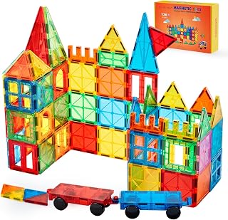 Gemmicc 136 PCS Magnetic Building Tiles with 2 Cars - STEM Toys for Kids 3+, Creativity Booster for Boys & Girls