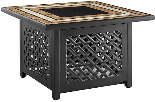 Crosley Furniture Tucson Outdoor Propane Fire Pit Table for Outside
