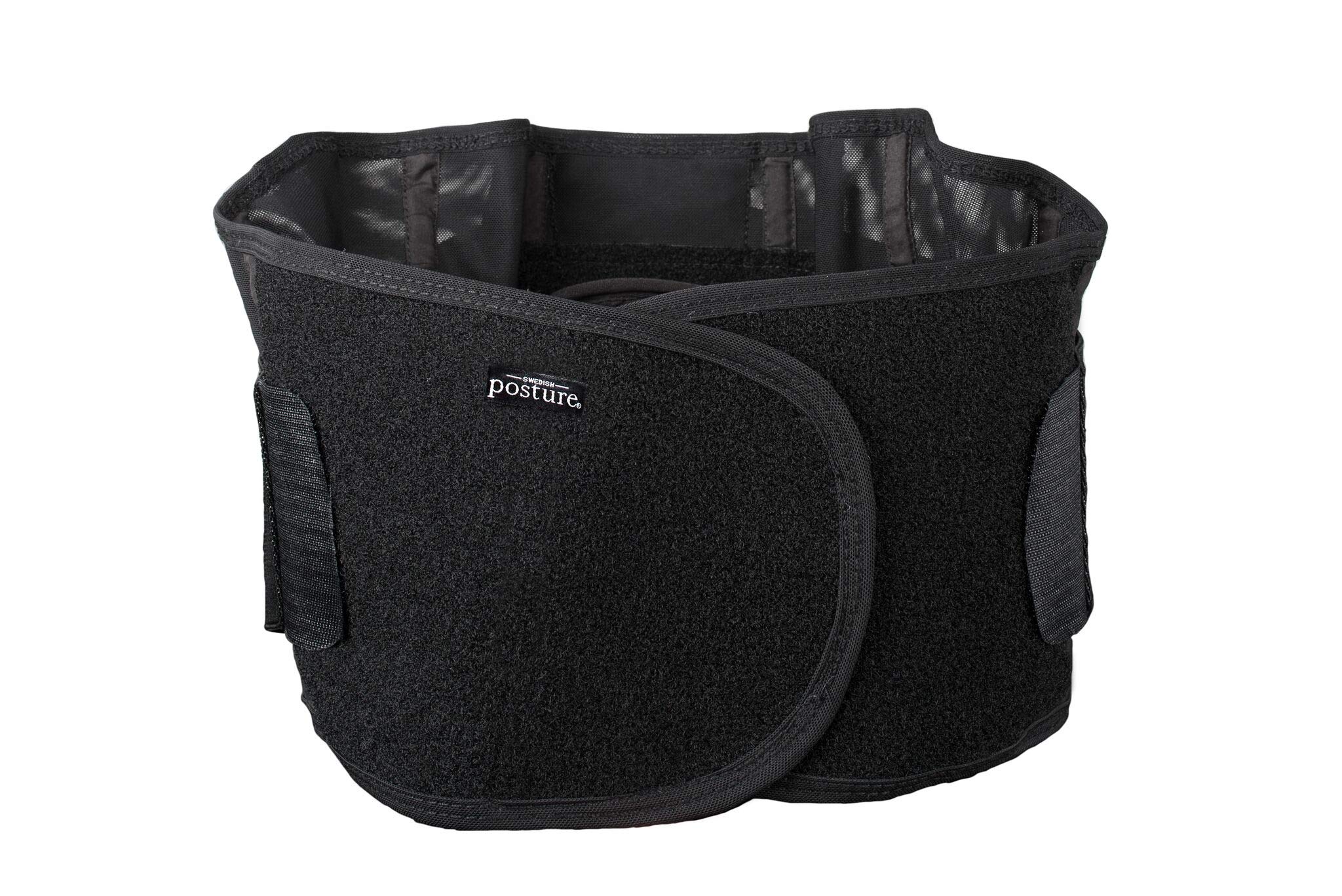 Swedish Posture® STABILIZE Beckengurt zur Entlastung des Rückens | Unterstützung der Wirbelsäule | bessere Körperhaltung im Büro | für schwere körperliche Arbeit | Thermo-Therapie (M, Schwarz)