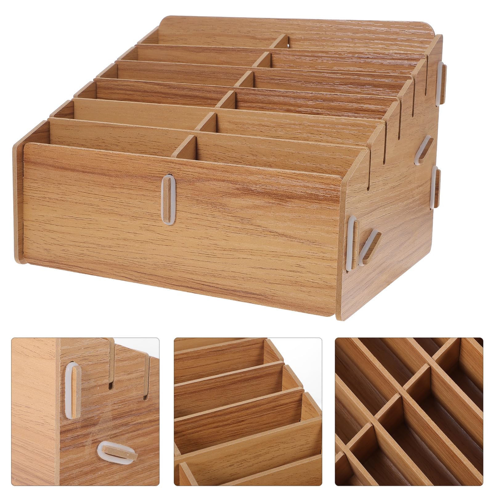 Healeved Organizer per Carte da Gioco in Legno di Noce 12 Scomparti Scatola Portaoggetti Compatta e Leggera per la Casa Custodia Bordi Arrotondati per Protezione e Stoccaggio Ordinato