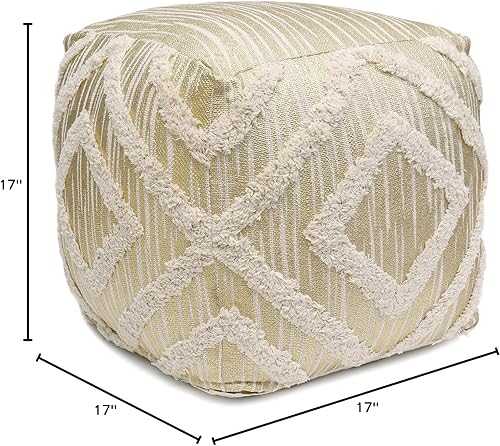 Miniatura 2 de Pasargad Home Grandcanyon - Puf de algodón (marfil) Marfil,Marfil, azul,Amarillo,Beige,https://www.amazon.com/dp/undefined