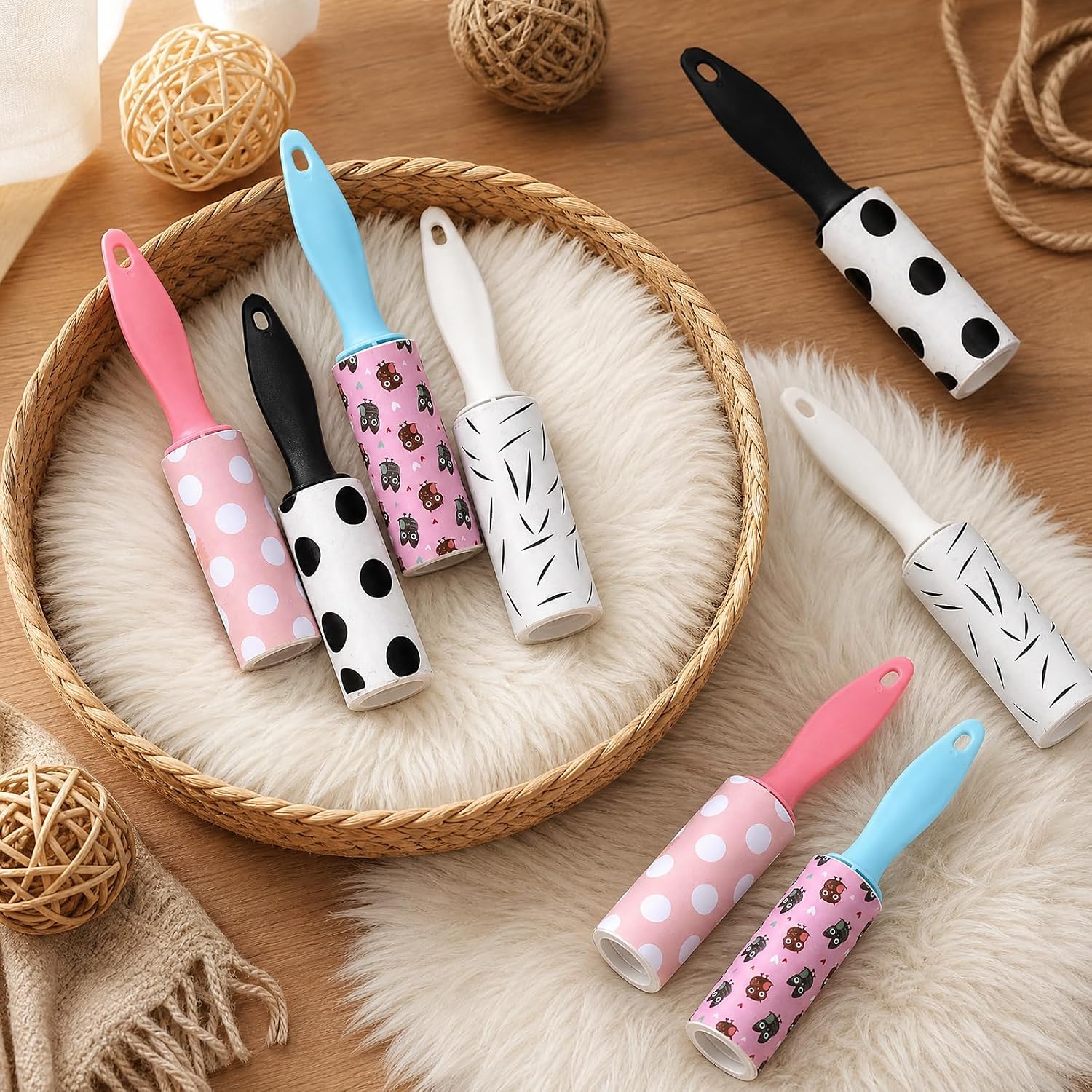 24 Pcs Mini Lint Rollers Anti-Slip Handle PP Electrostatic Adsorption Durable Easy to Store and Portable Size Travel Lint Roller for Cleaning Clothes Furniture, Car Interior