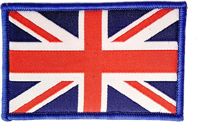 Sew-on Embroidered Patch Union Jack British Flag Badge Blue Border