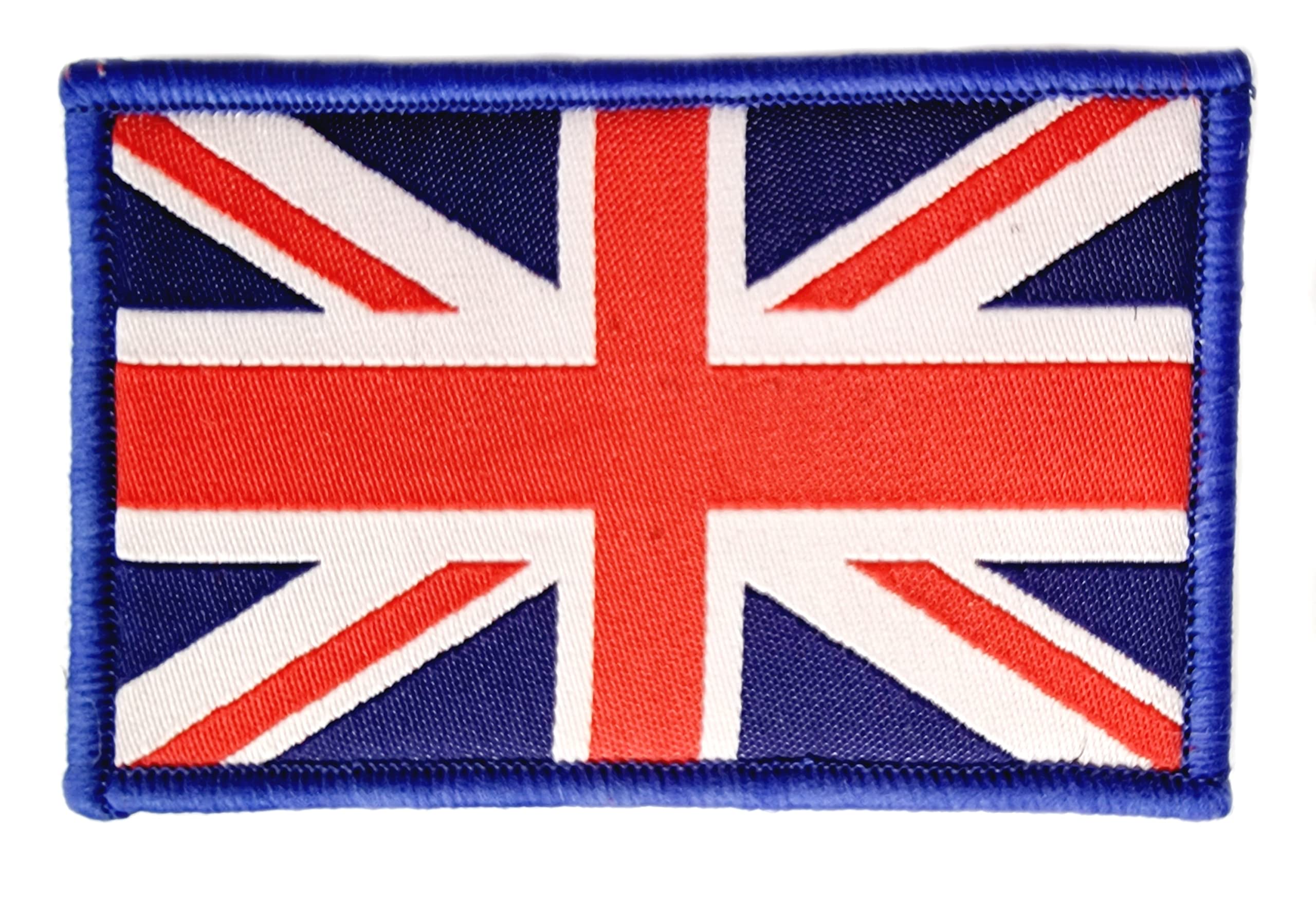 British Blue Union Jack Iron On Patch - UK Flag Embroidered Sew On Badge