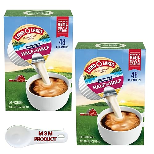 Miniatura 3 de MSM PRODUCTS  Mitad y mitad de crema individual, 96 unidades  Hecho con leche real y crema  96 porciones individuales  Crema sin azúcar. 1 paquete