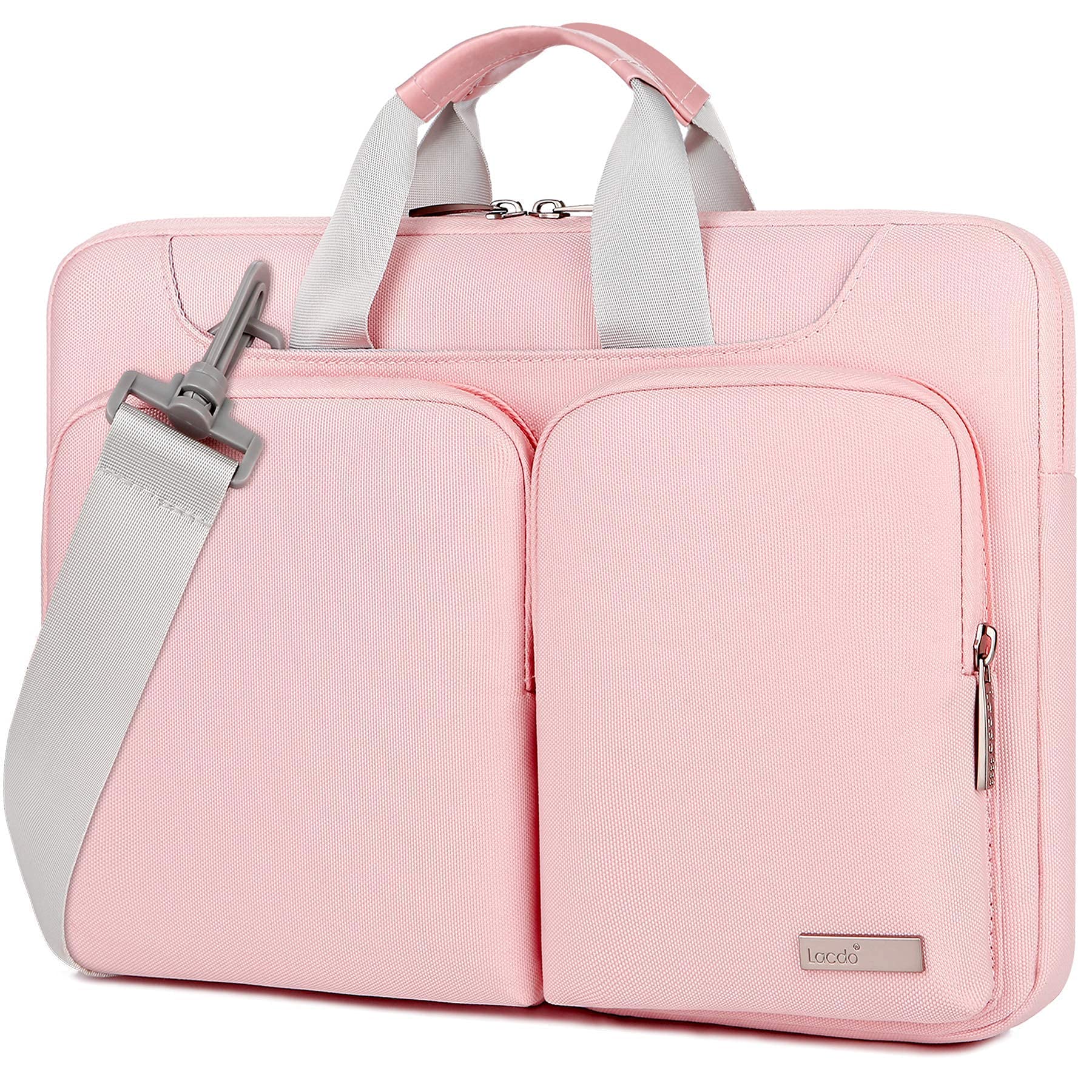 Lacdo 360° Protective Laptop Shoulder Bag for 13 inch New MacBook Air M3 A3113 M2 A2681 M1 A2337 2024-2018 | 13 inch MacBook Pro M2 M1 A2338 A2251 | 13 inch iPad Pro M4/iPad Air M2 Computer Bag, Pink