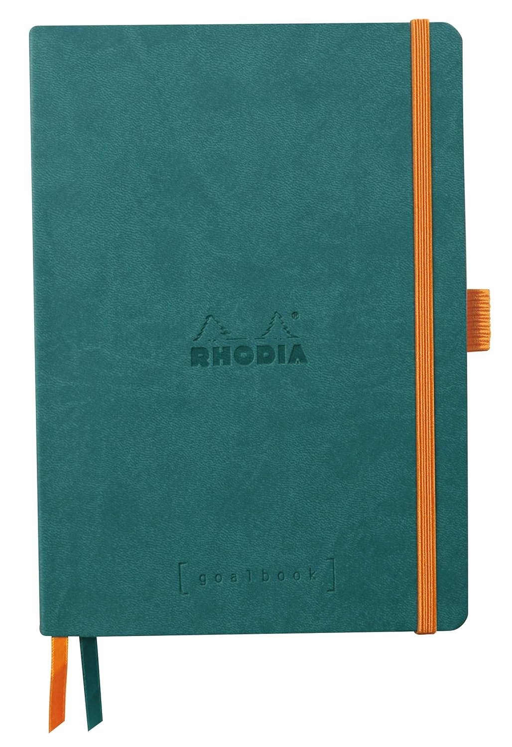 RHODIA 117806C - Soft Notebook Bullet Journal Goalbook Peacock - A5 - Dotted Dot - 240 pages - 90g Ivory Clairefontaine Paper - 2 Ribbons, Elastic Closure - Faux Leather Cover