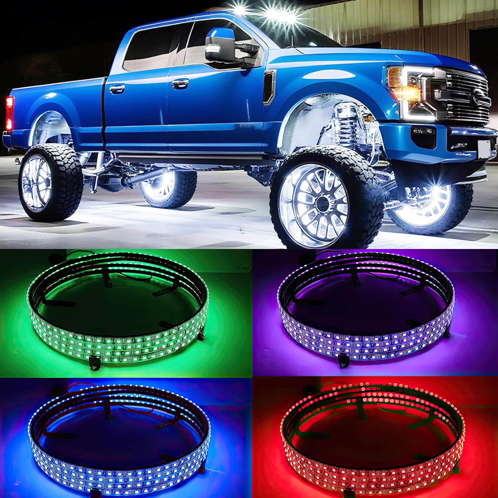 DREAMOTOR 4PCS 15.5" RGB LED Wheel Ring Lighting with APP &amp; Remote Control