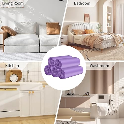 Miniatura 7 de 3 rollos de bolsas de basura pequeñas  60 unidades duraderas de 4 galones bolsas de basura pequeñas para el hogar, oficina, cocina, baño,