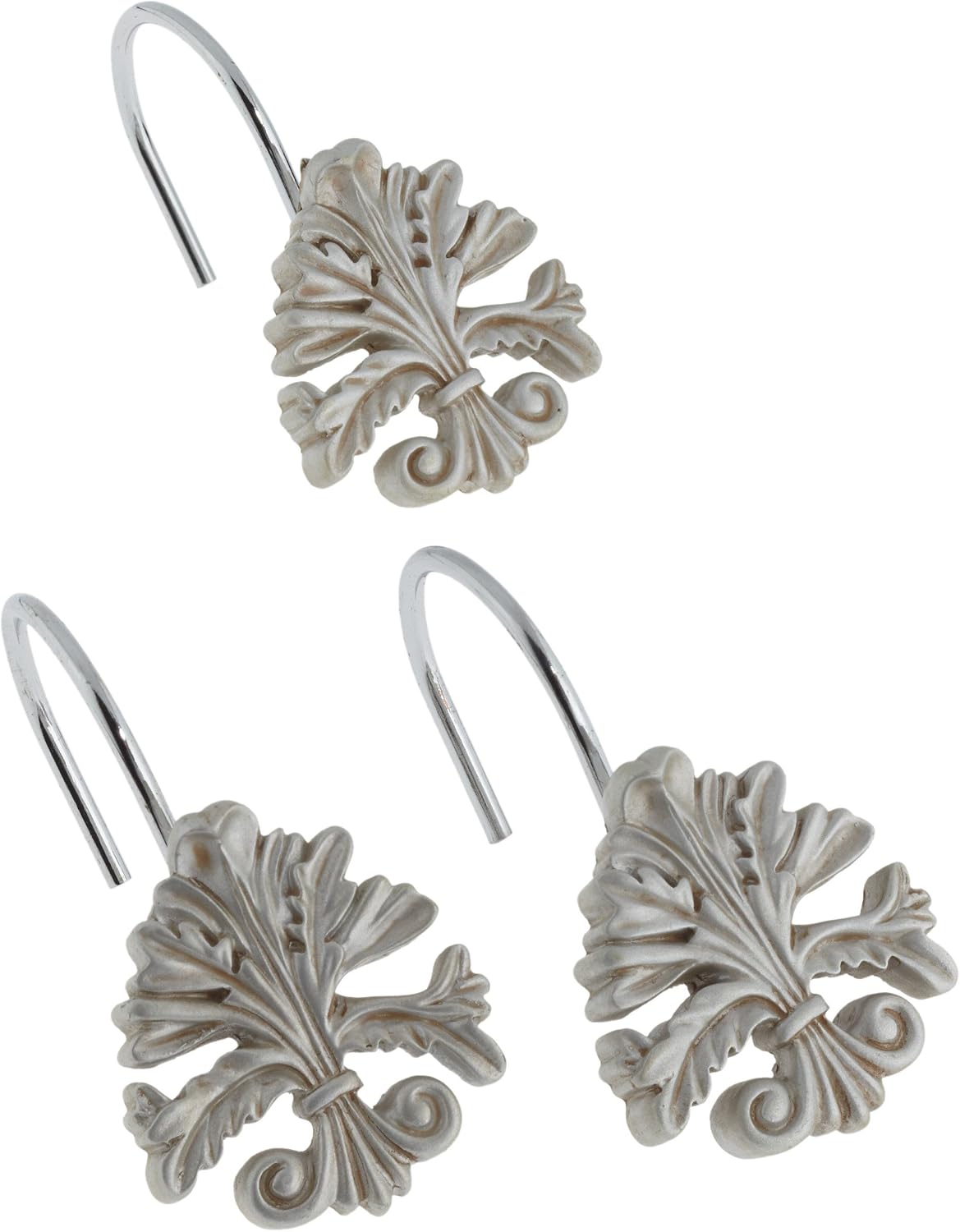 Carnation Home Fashions Fleur dis Lis Ceramic Resin Shower Curtain Hook, Brushed Gold image 3