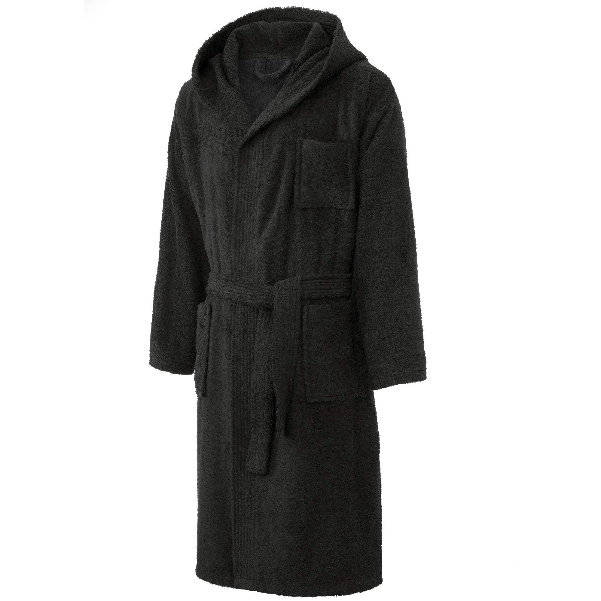 CelinaTex S-XXL Bademantel Kapuze Uni lang aufgesetzte Taschen Damen Herren Unisex warm Frottee Baumwolle Morgenmantel, Sauna, Spa, Pool, Bad, flauschig und komfortabel OEKO-TEX Arizona