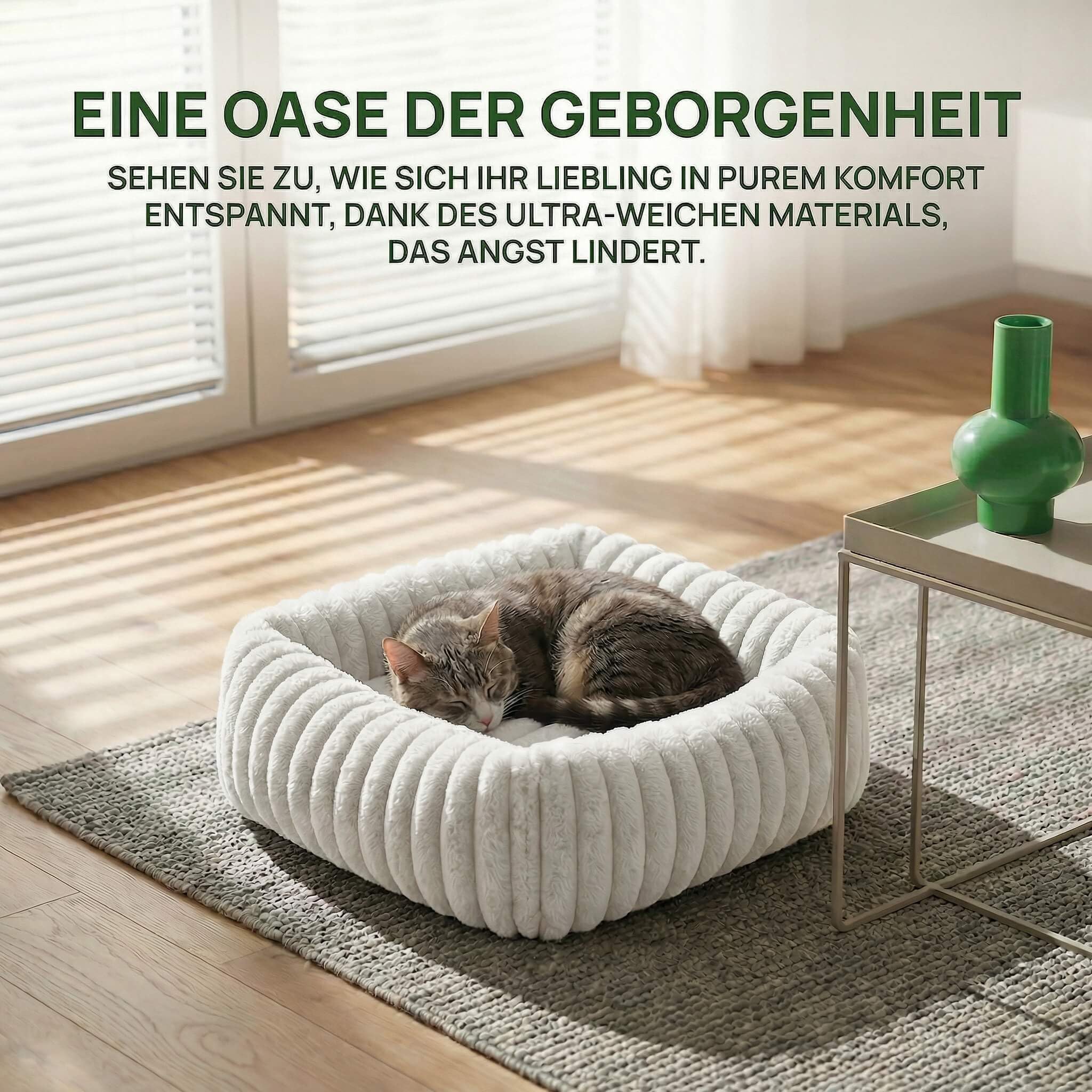 Cama para Perros M 63x53x18cm, Piel Conejo, Antideslizante, Blanca | Para perros pequeños y medianos, textura ondulada, desmontable y lavable, blanca, suave y cómoda