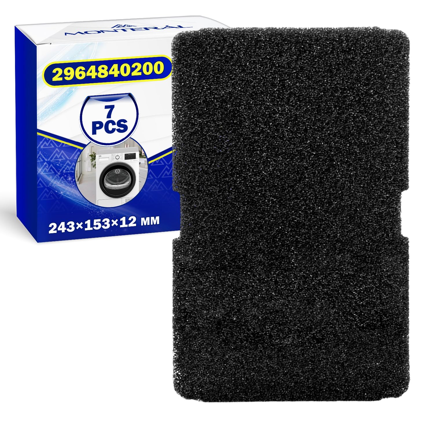 7 Piezas Esponja Filtros para Secadora de Ropa 240 x 155 x 11 mm con Código Original 2964840100 2964840200 2973350100 para Beko para Arcelik 782372152 782372445 782372447 para Smeg – MONTERAL