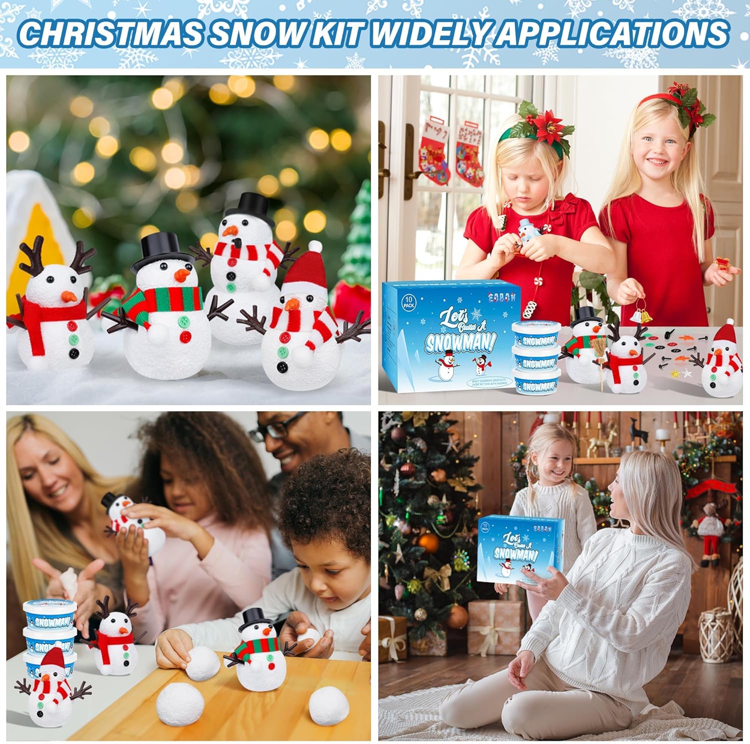 60 Pack Snowman Kit, Christmas Crafts for Kids DIY Kit Bulk, Build a Snowman Set Indoor Decor, Christmas Creative Air Dry Modeling Clay, Xmas Activities Family School Party Snowman Making Supplies