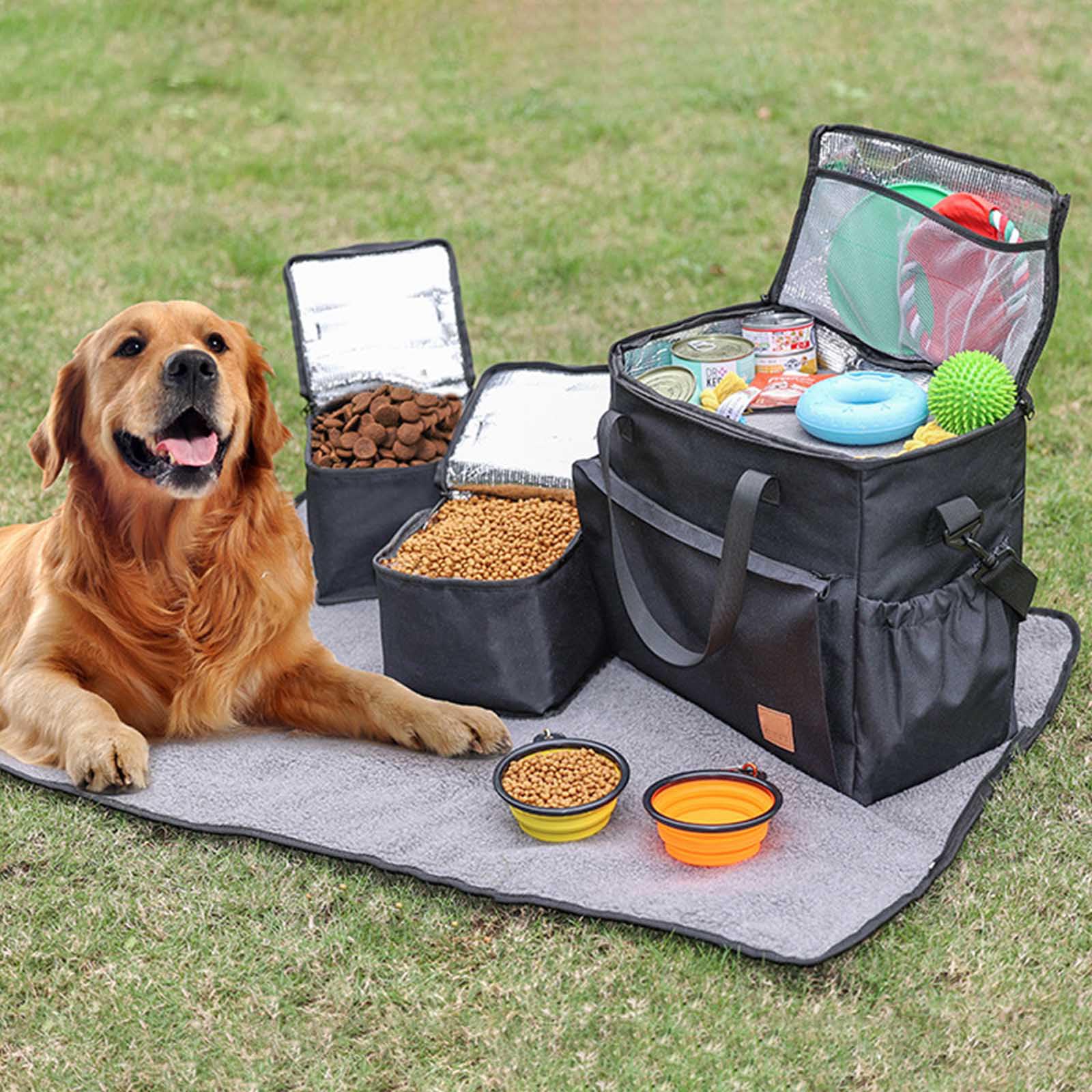 Bolsa de Mano a Prueba de Suciedad con Cuenco Plegable, Fuerte, Resistente Desgaste, Gran Capacidad, Bandolera para Cachorros, Camping, Bolsas para Perros y Gatos, Bolsa para Transportar Mascotas