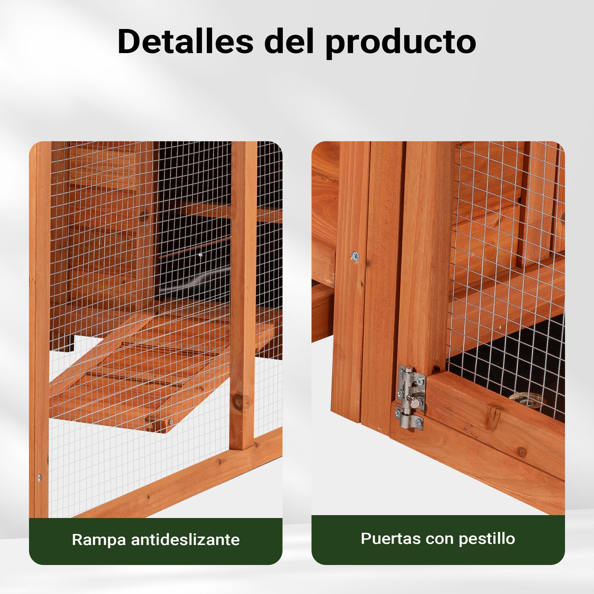 Conejera Casa Caseta Animales pequeños Madera Exterior Mascota Jaula Corredor