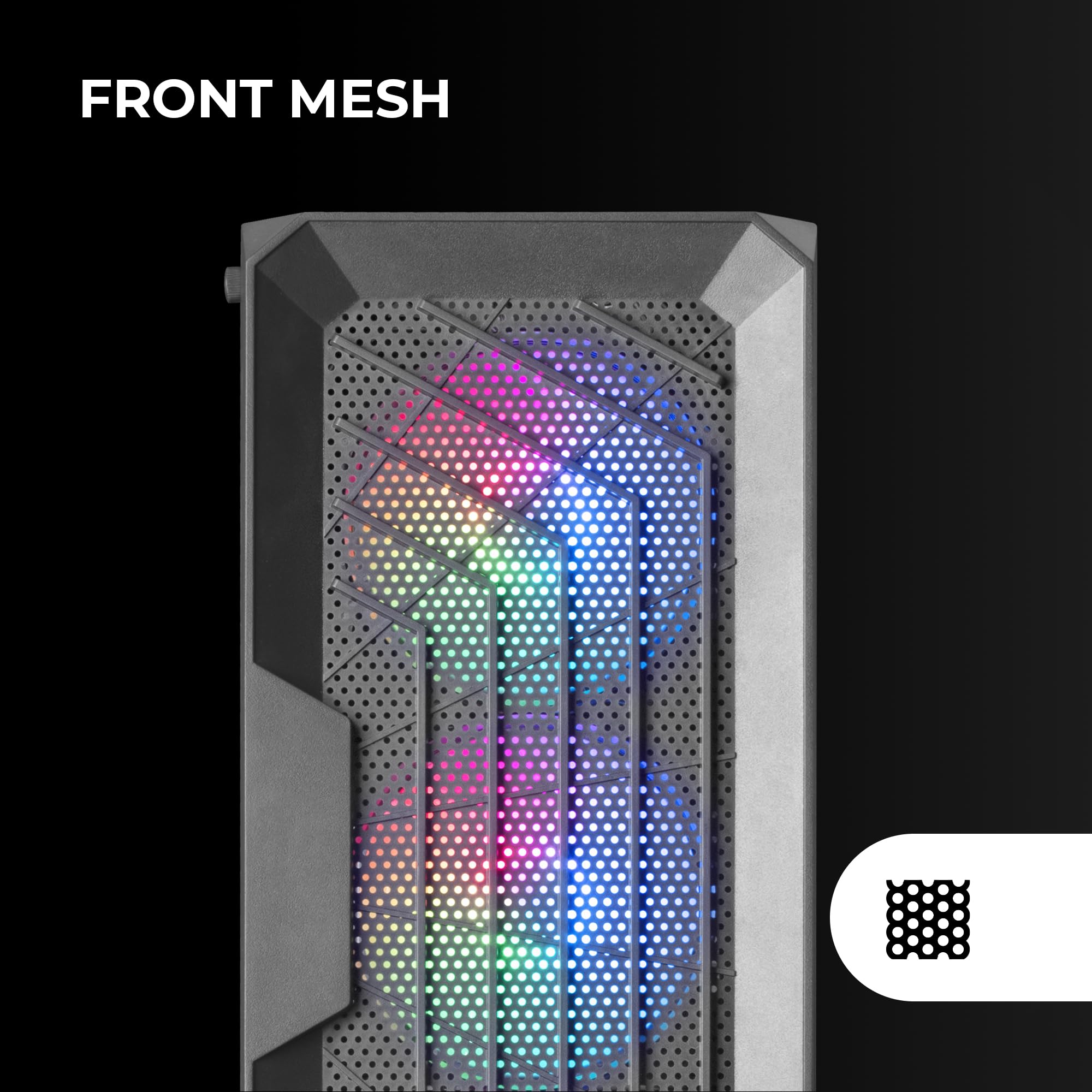 Mars Gaming MC-TOR, Case Semitower ATX Gaming, Finestra Laterale Completa, Design Mesh Frontale, 3x Ventole Frontale FRGB 120mm, Design a Doppia Camera, Nero