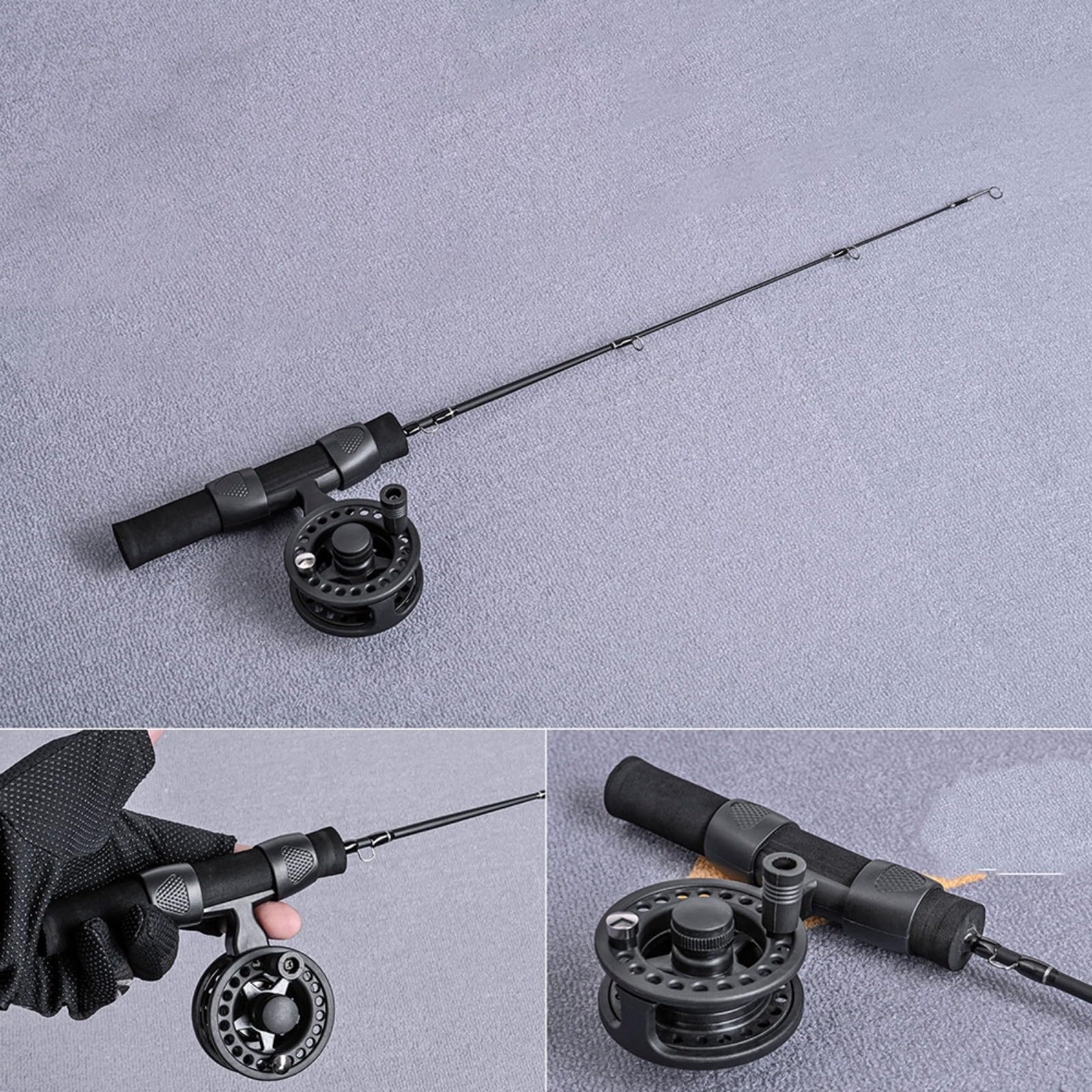 ZYNCUE Caña de pescar de 51 cm con estructura ligera y carrete suave para pesca en hielo