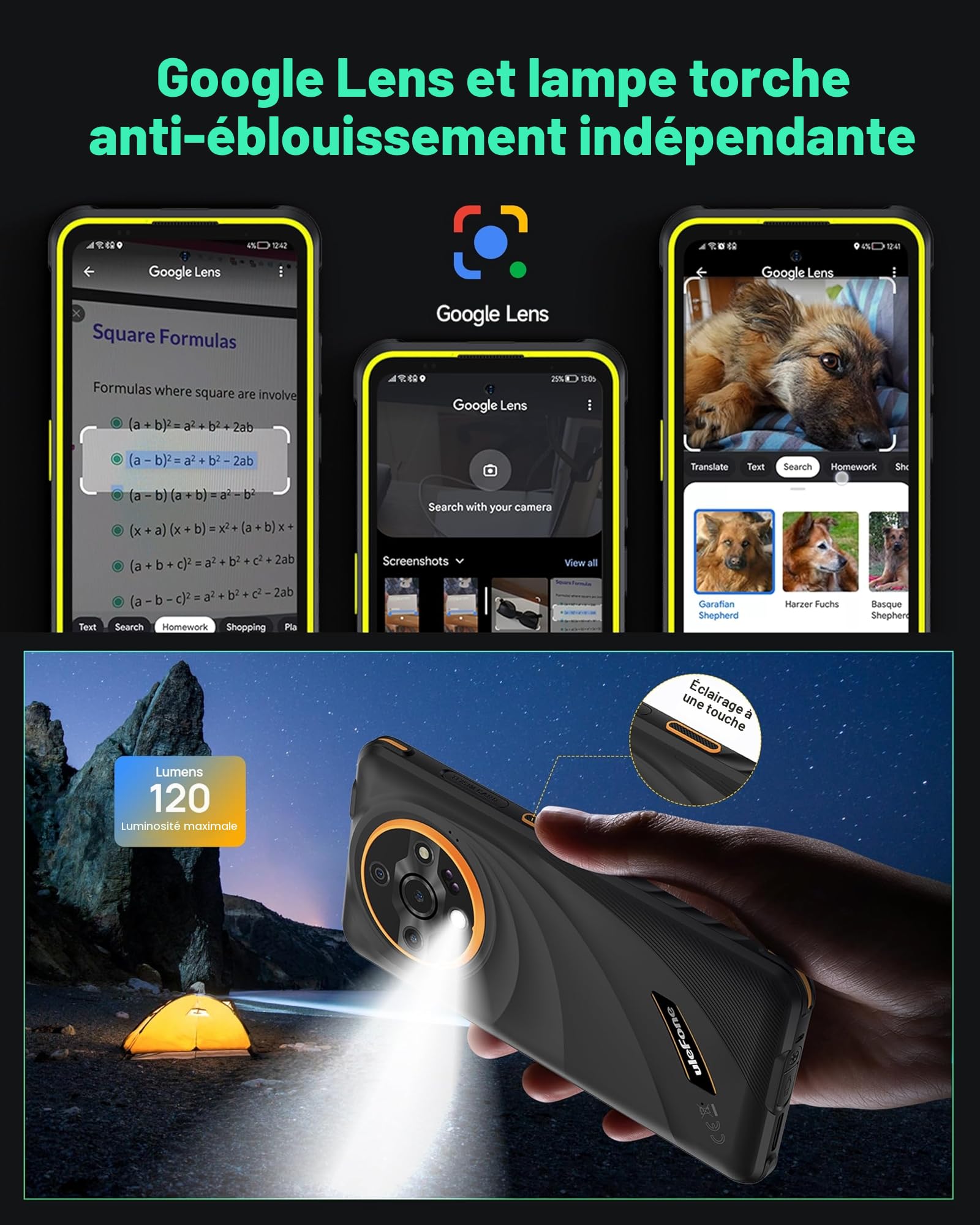 Ulefone Armor X31 Pro Téléphone Portable Incassable 5G, 6050mAh Batterie Smartphone 16Go+256Go/SD-2TB Android 14 Caméra 64MP+25MP, 6,56" 120Hz 3-Slots/Flashlight/Face ID/Fingerprint/GPS/OTG/NFC Noir