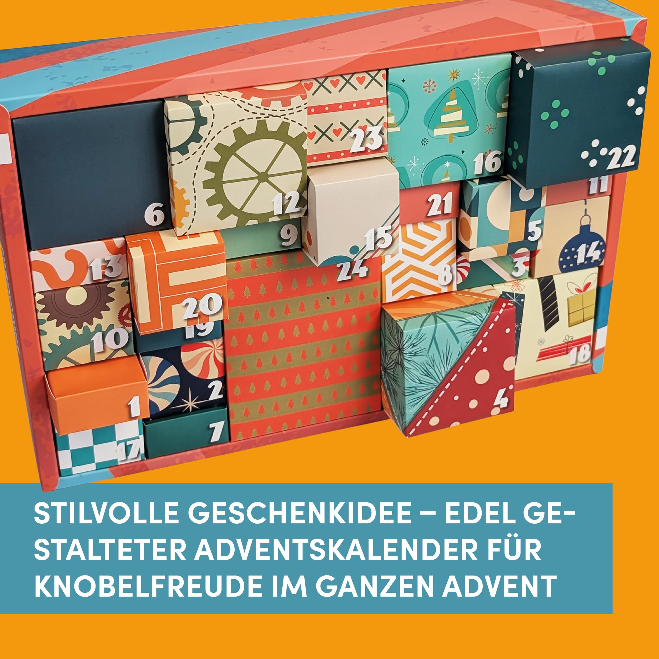 Der ultimative Knobelspiel-Adventskalender - Die besten IQ-Puzzles und Geduldsspiele für 24 Tage: 24 handverlesene Knobelspiele aus hochwertigem Material. Mit besonderem XXL-Rätsel zu Weihnachten