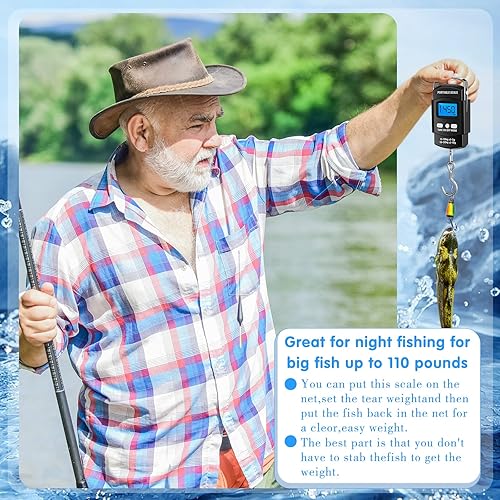 Miniatura 5 de 4 unidades de báscula digital de pescado de 110 lb 50 kg de capacidad de peso, báscula colgante electrónica, báscula de pesca portátil con cinta