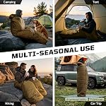 Sac de couchage momie, 26 à 36℉ Sac de couchage pour adultes en toute saison avec hotte réglable, poche téléphonique pour la randonnée, le voyage, les tentes et les activités de plein air