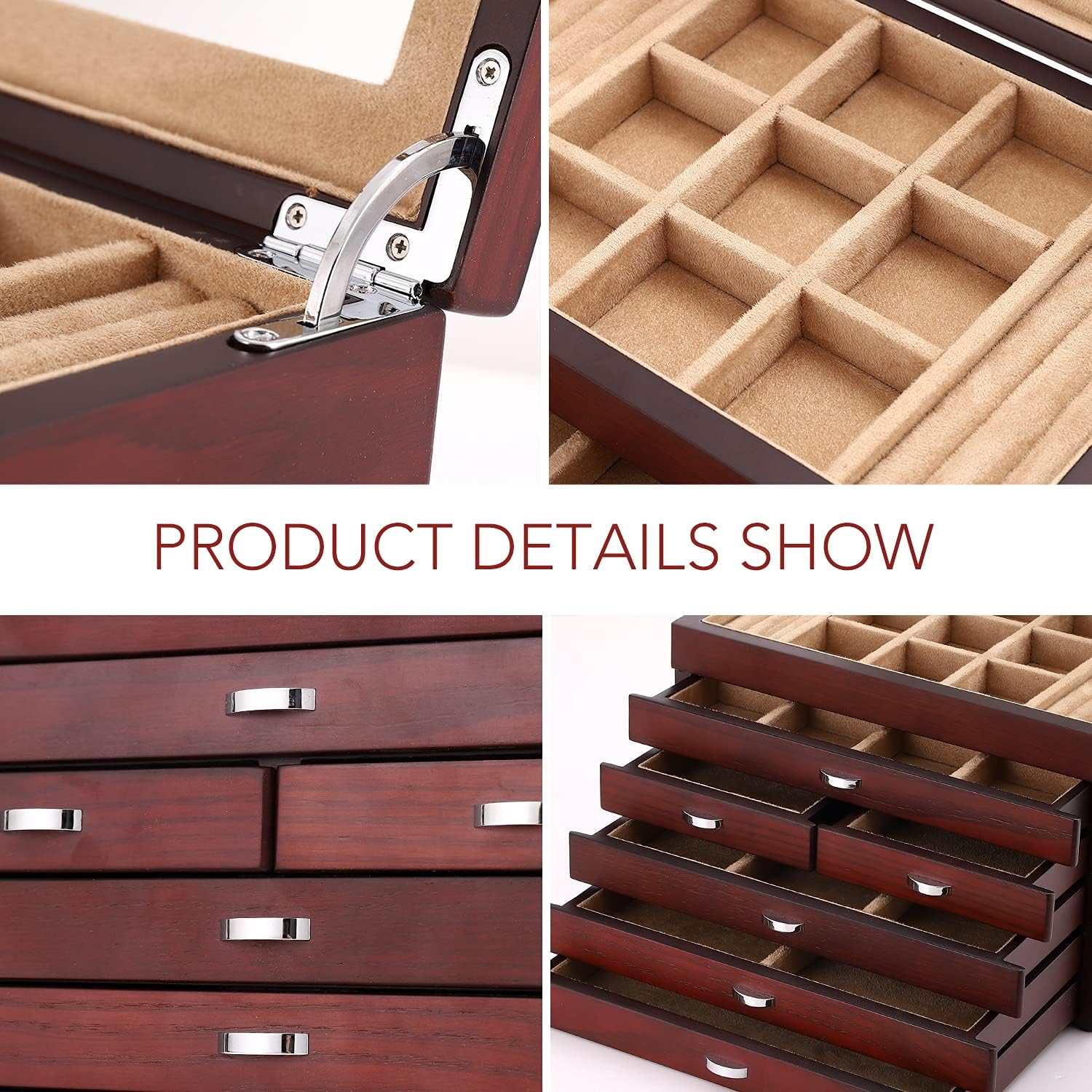 Large Wooden Jewelry Box women organizers organizer girls small bulk full length mirror stand up vintage gift: Home Improvement