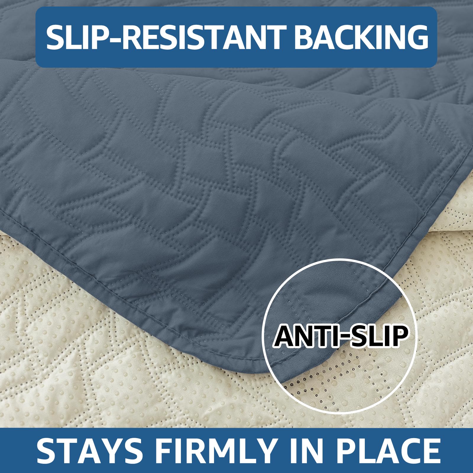 Ystyle Copri Divano 2 Posti Con Braccioli, Impermeabile Copridivano Antigraffio Gatto Cani, Universale Copridivani Trapuntato Salvadivano, Sofa Cover Antiscivolo Antimacchia, Blu Grigio