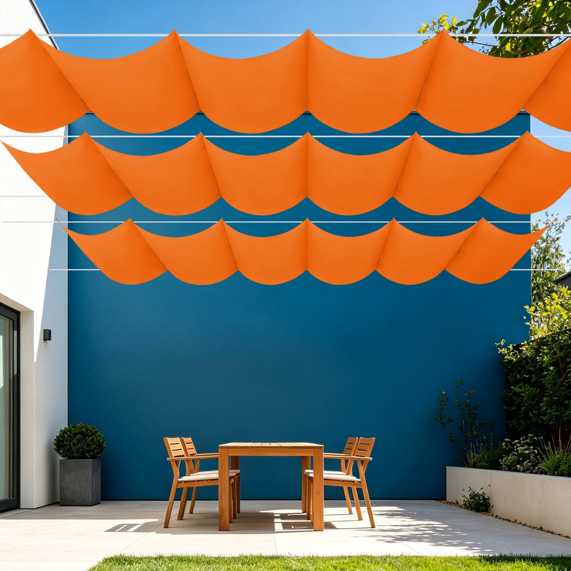 Voiles d'ombrage grand format rétractable 600x520 cm orange contre la chaleur